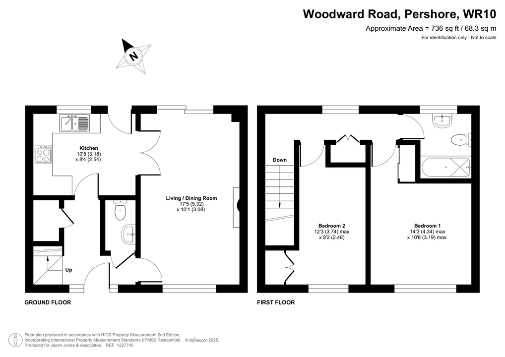 2 bed semi-detached house for sale in Woodward Road, Pershore - Property floorplan