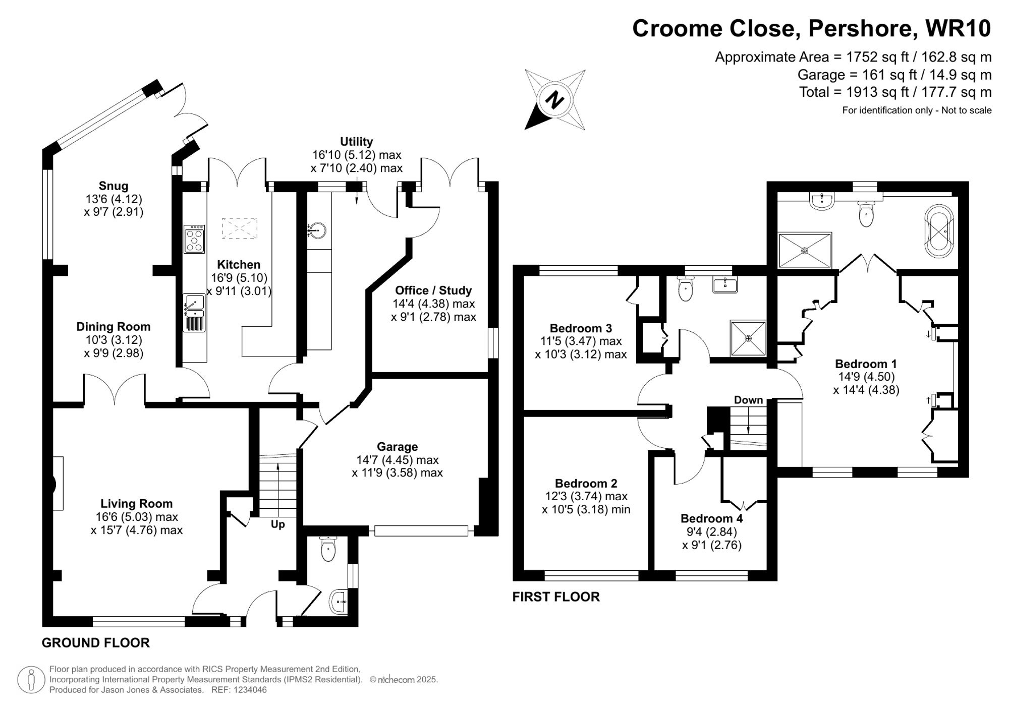 4 bed detached house for sale in Croome Close, Pershore - Property floorplan