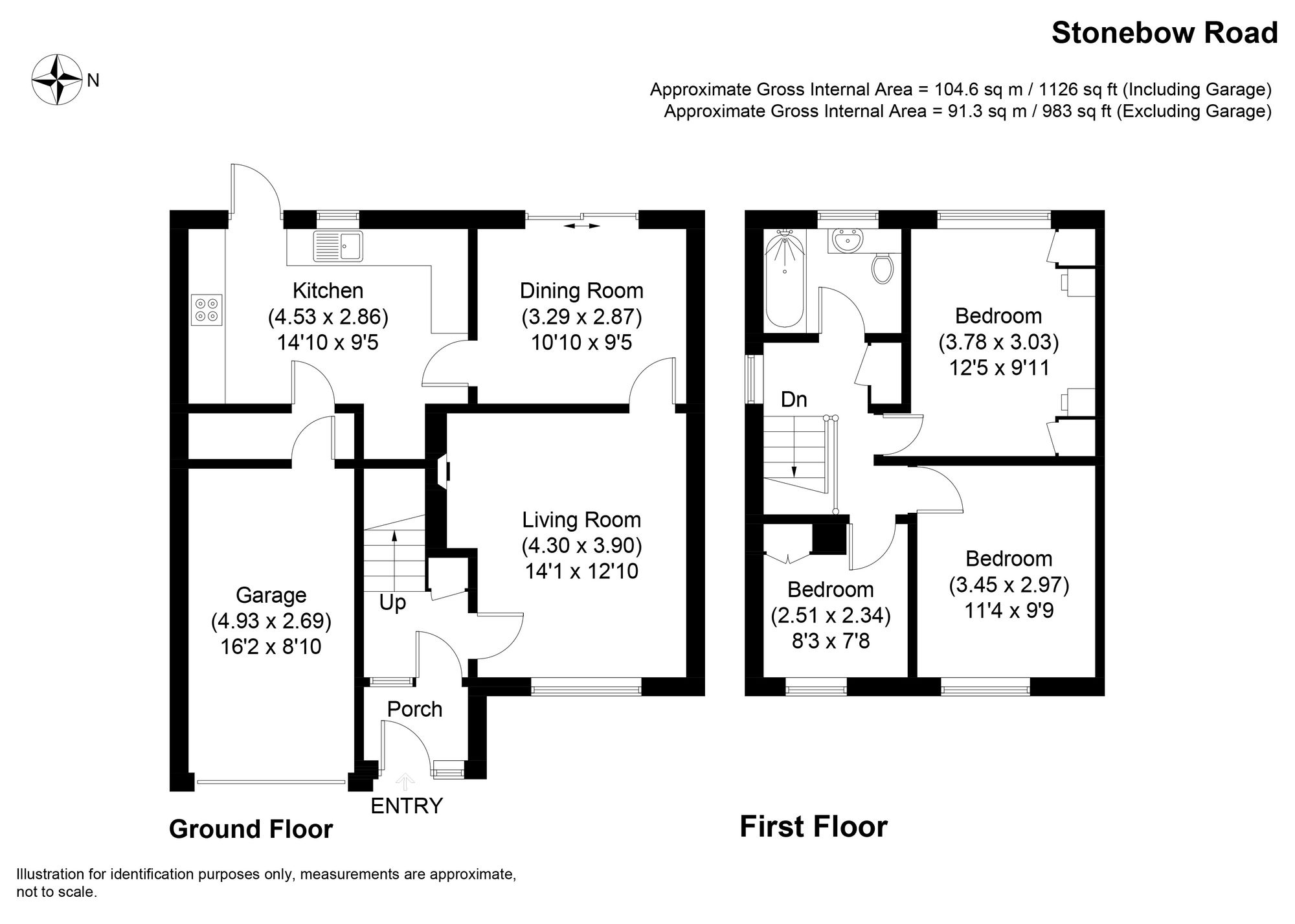 3 bed semi-detached house for sale in Stonebow Road, Pershore - Property floorplan