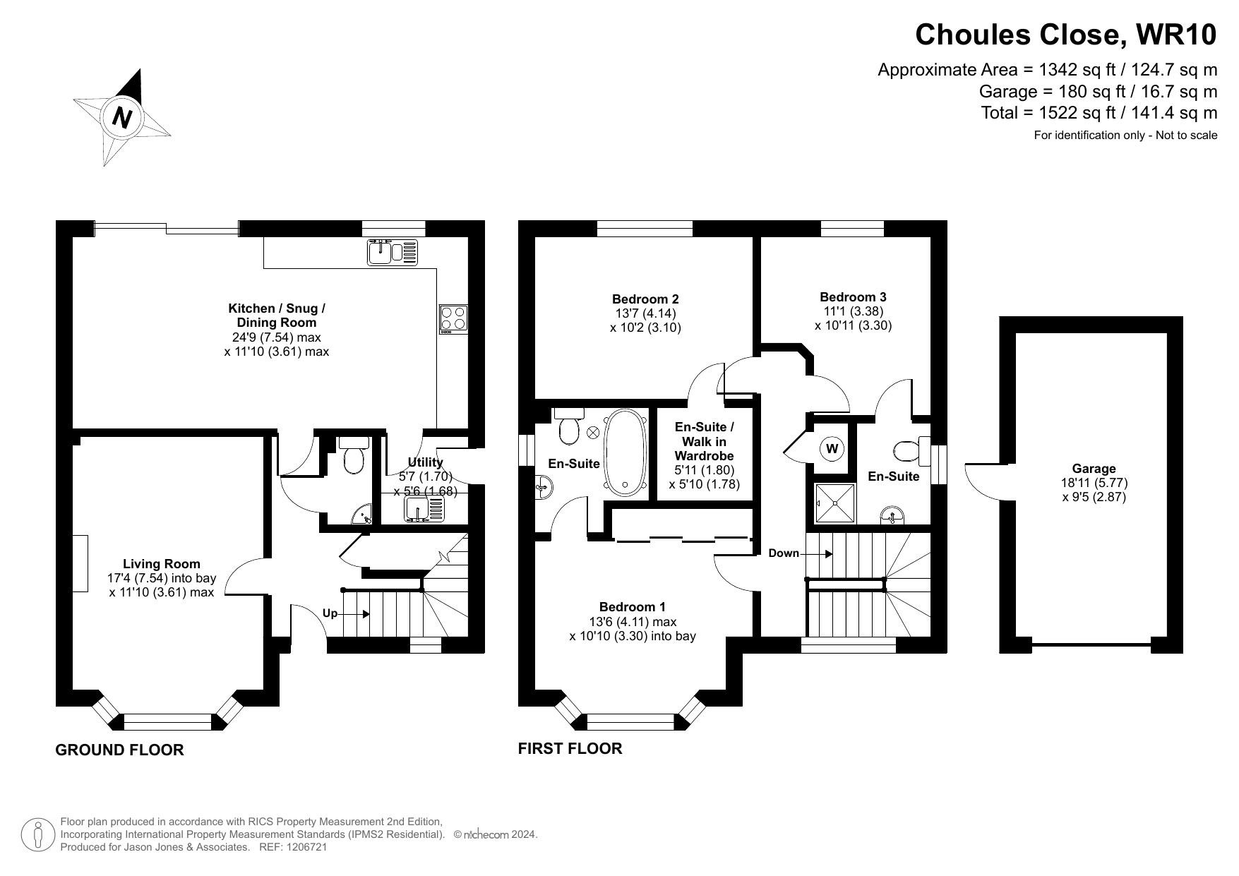 3 bed detached house for sale in Choules Close, Pershore - Property floorplan