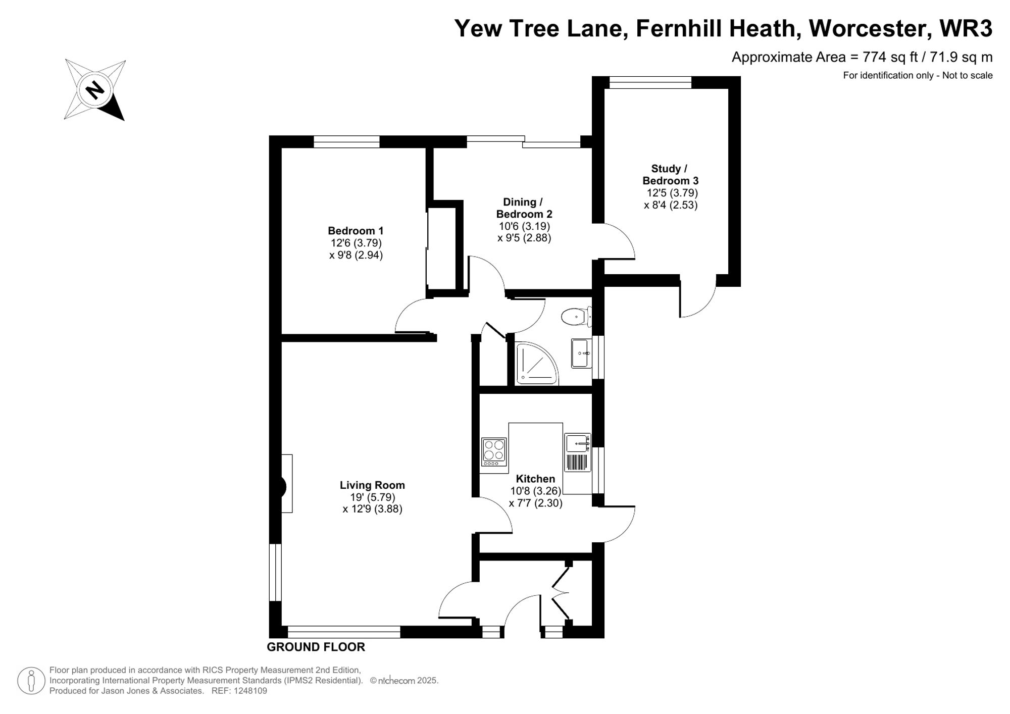 3 bed detached bungalow for sale in Yew Tree Lane, Worcester - Property floorplan