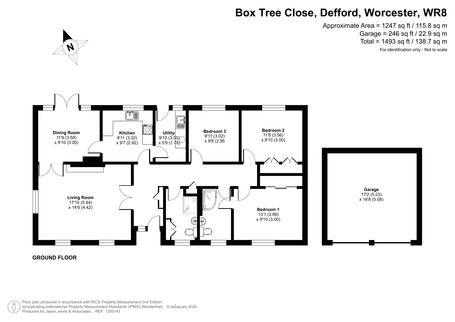 3 bed detached bungalow for sale in Box Tree Close, Defford - Property floorplan