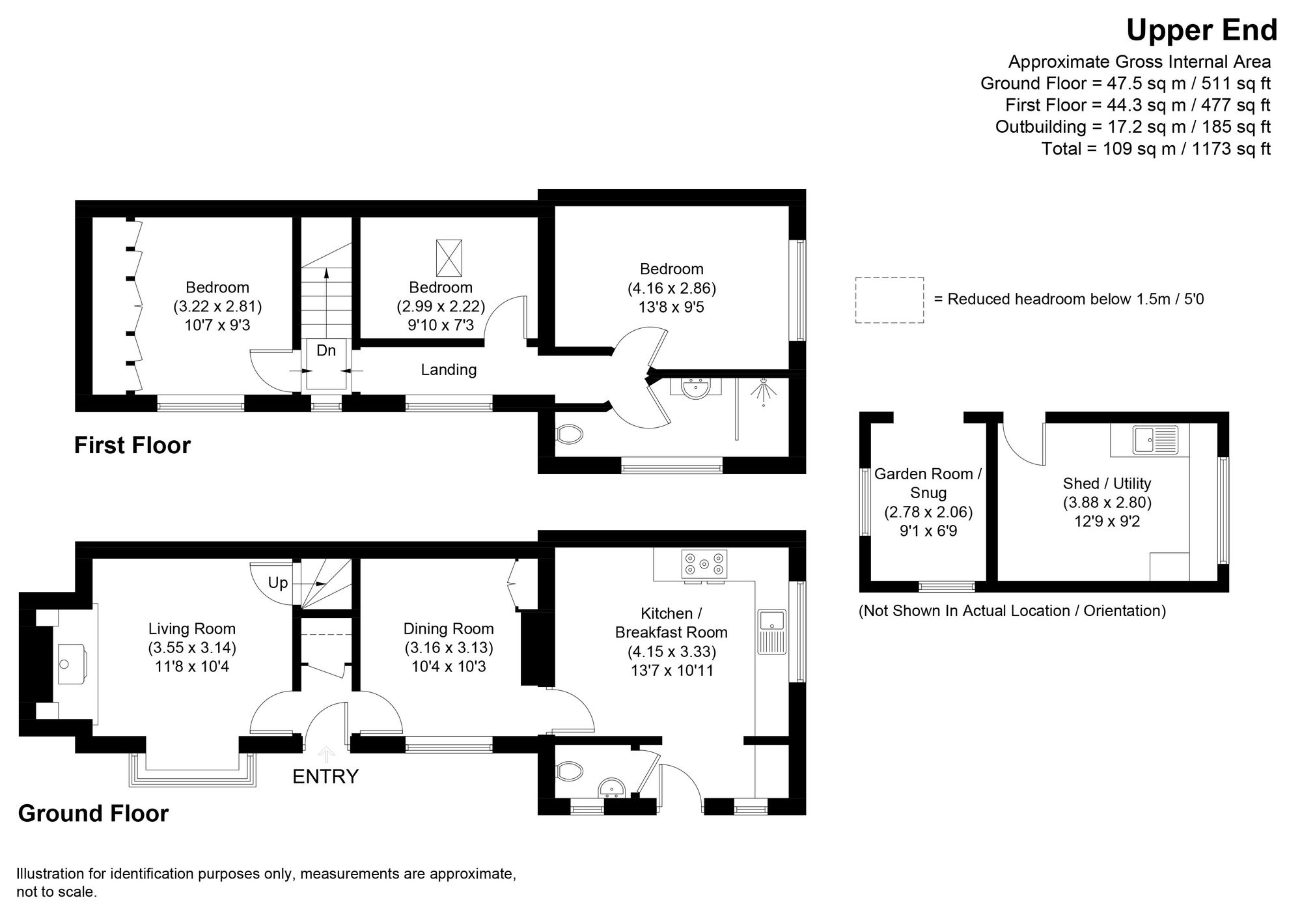 3 bed detached house for sale in Upper End, Pershore - Property floorplan