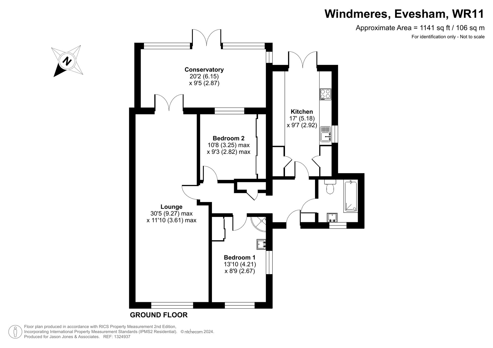 2 bed detached bungalow for sale in Windmeres, Evesham - Property floorplan