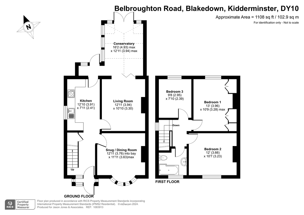 3 bed semi-detached house for sale in Belbroughton Road, Blakedown - Property floorplan