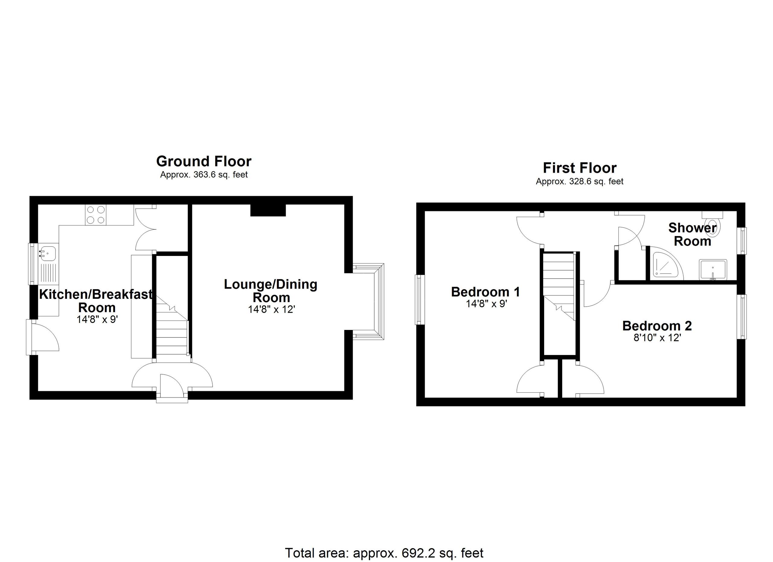 2 bed terraced house for sale in Head Street, Pershore - Property floorplan