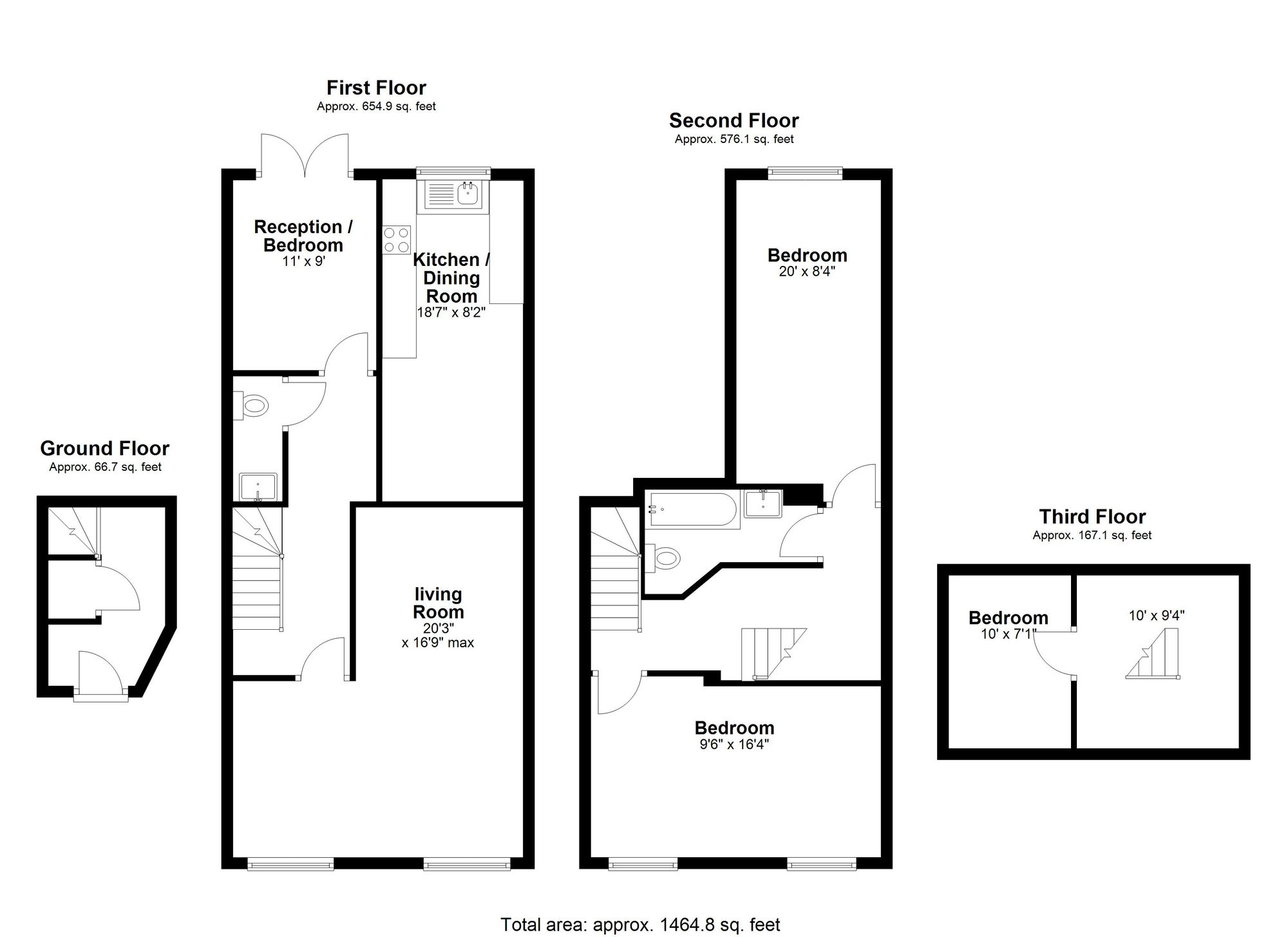 3 bed apartment to rent in Bridge Street, Pershore - Property floorplan