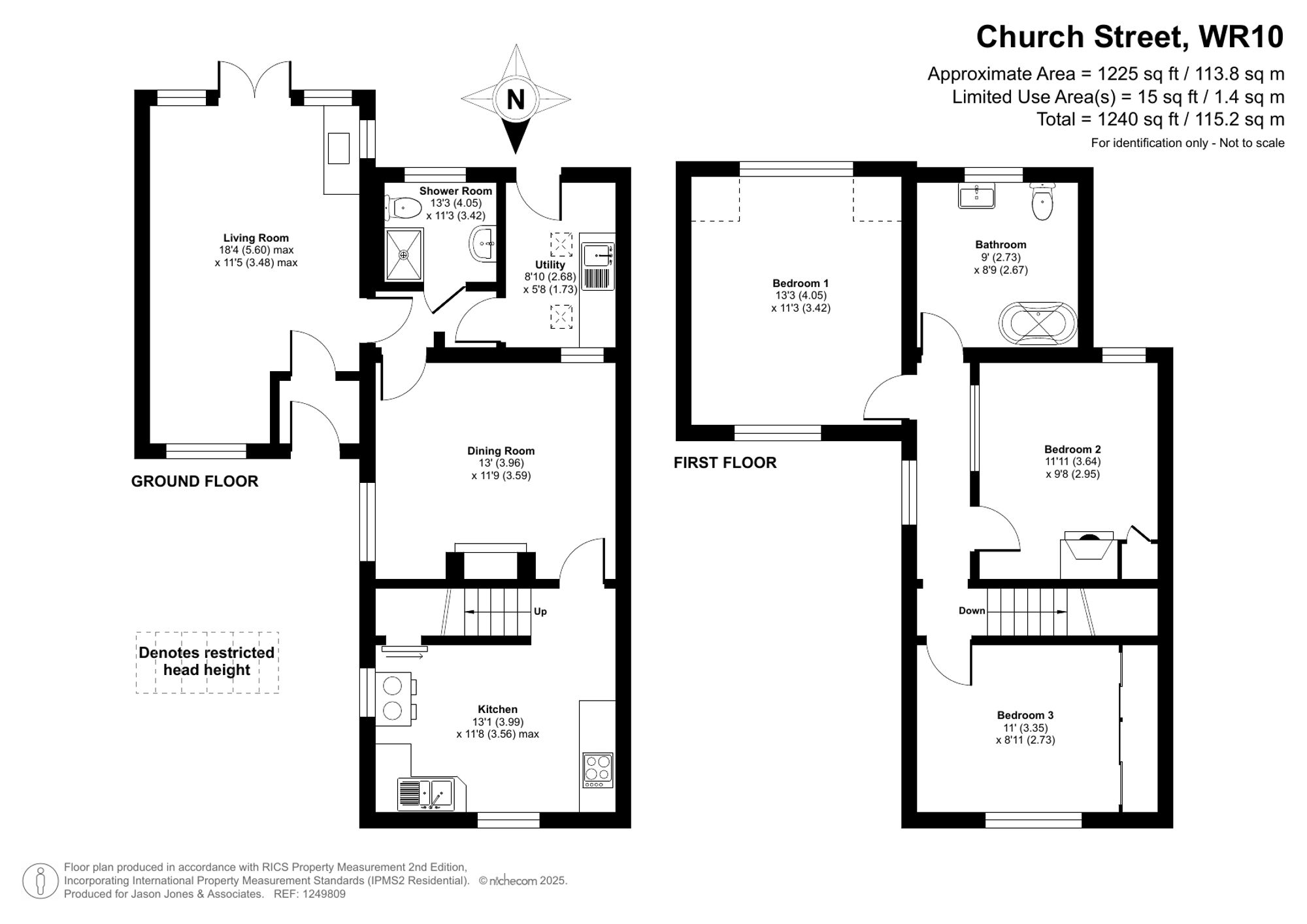 3 bed end of terrace house for sale in Church Street, Pershore - Property floorplan