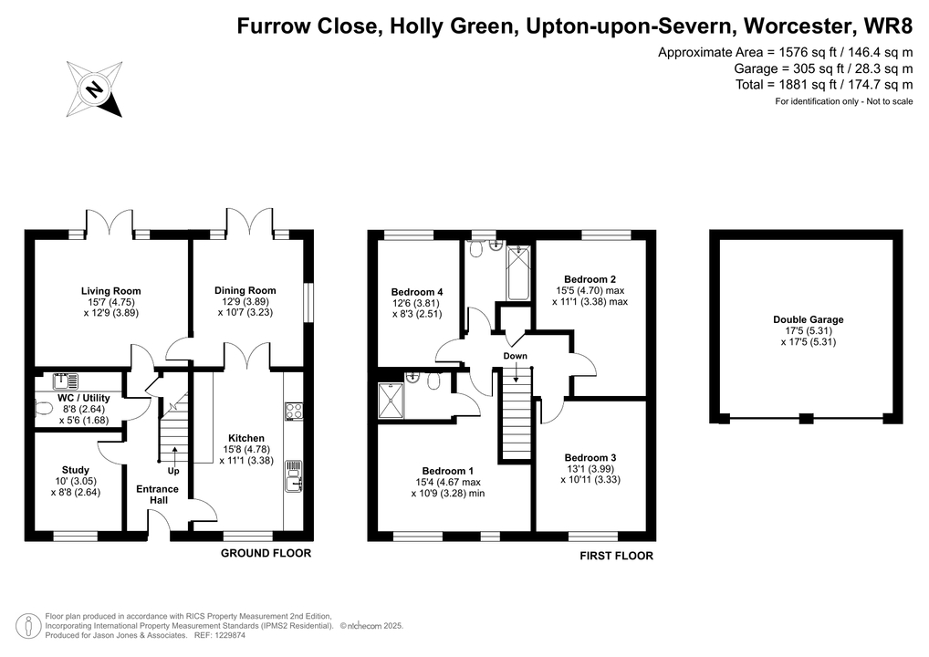 4 bed detached house for sale in Furrow Close, Worcester - Property floorplan