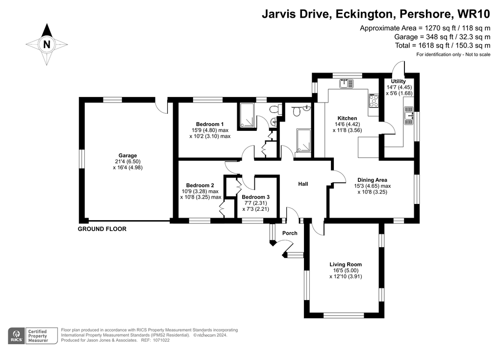 3 bed detached bungalow for sale in Jarvis Drive, Pershore - Property floorplan