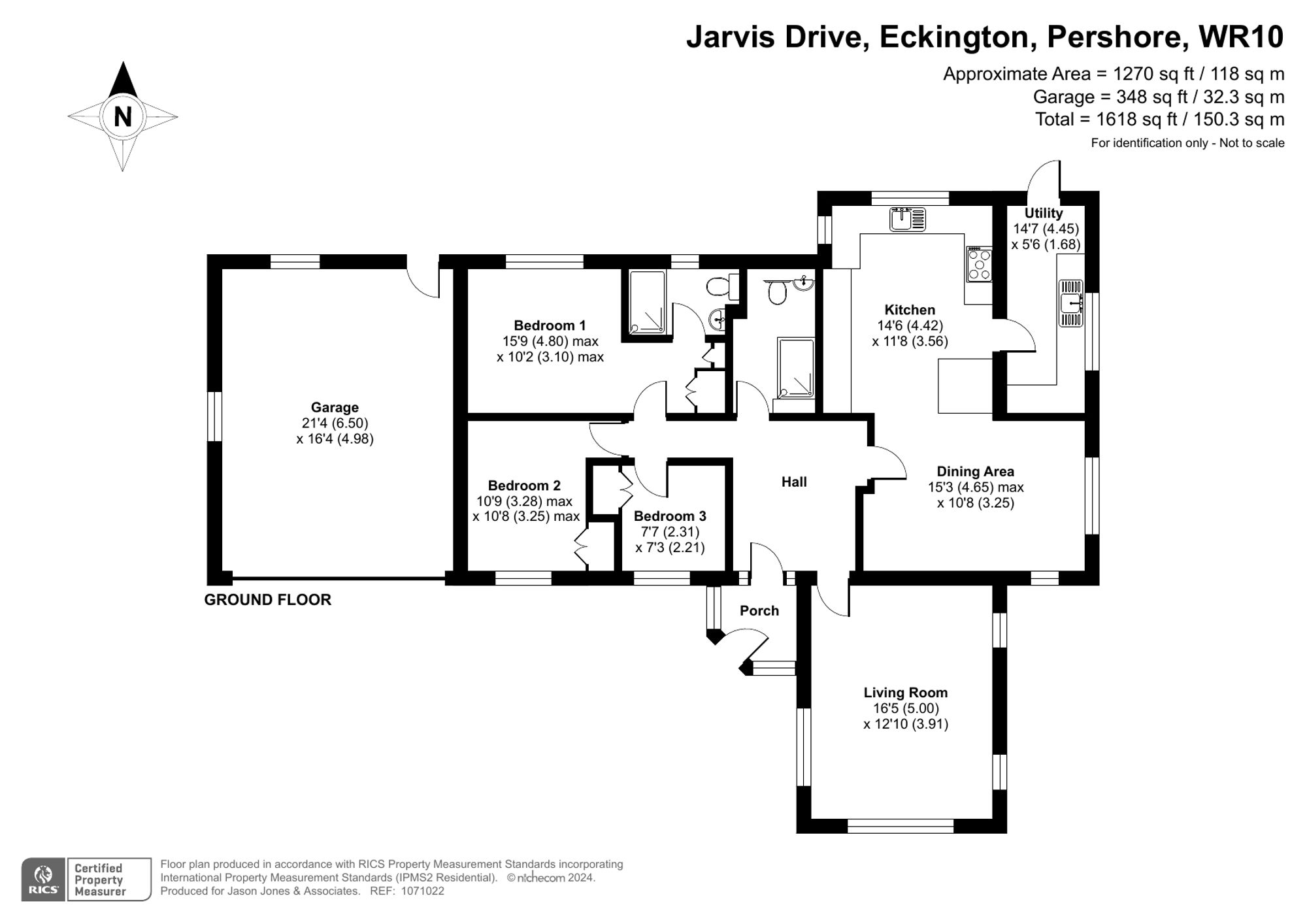 3 bed detached bungalow for sale in Jarvis Drive, Pershore - Property floorplan