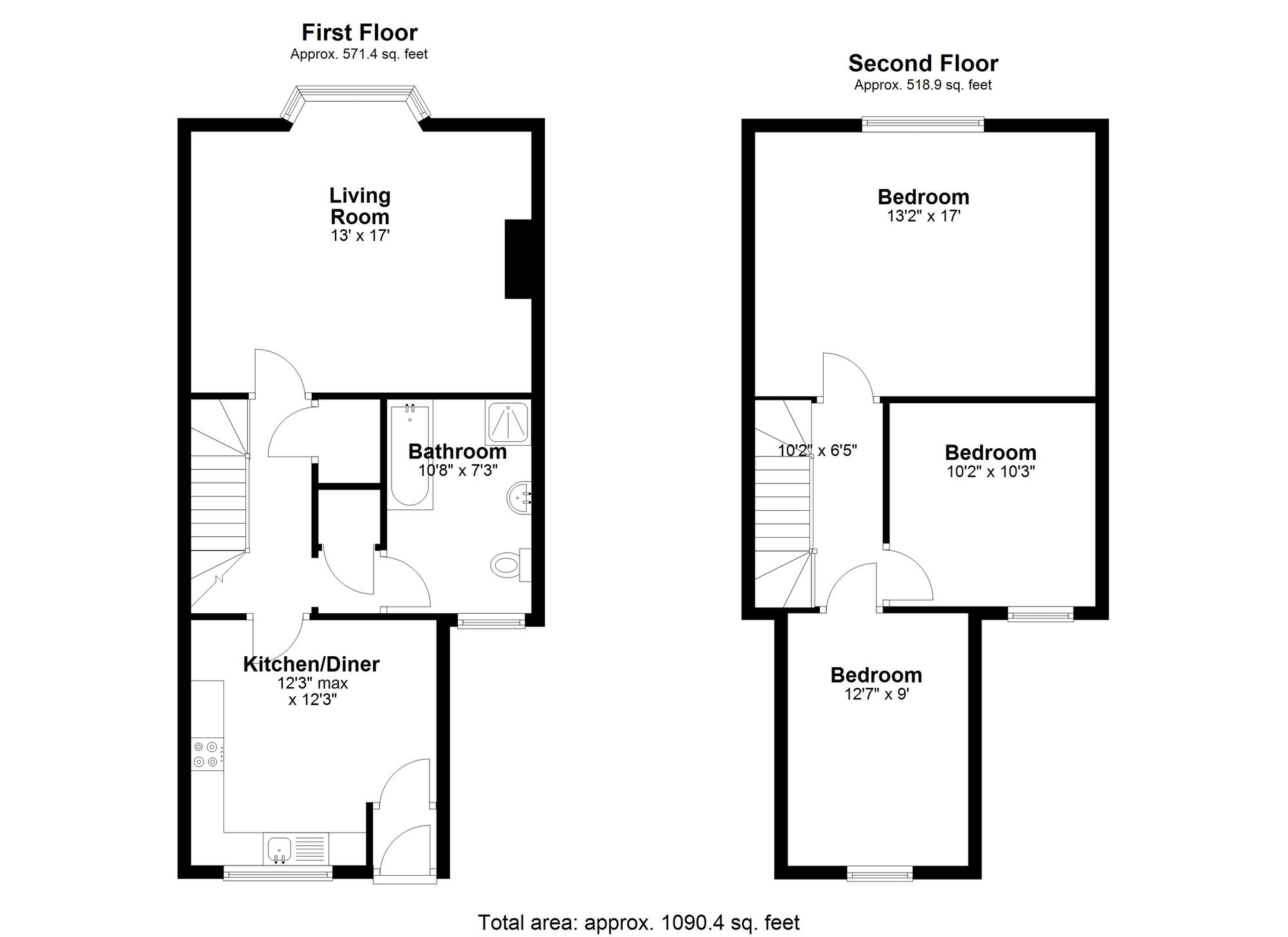 3 bed flat to rent in Bridge Street, Pershore - Property floorplan