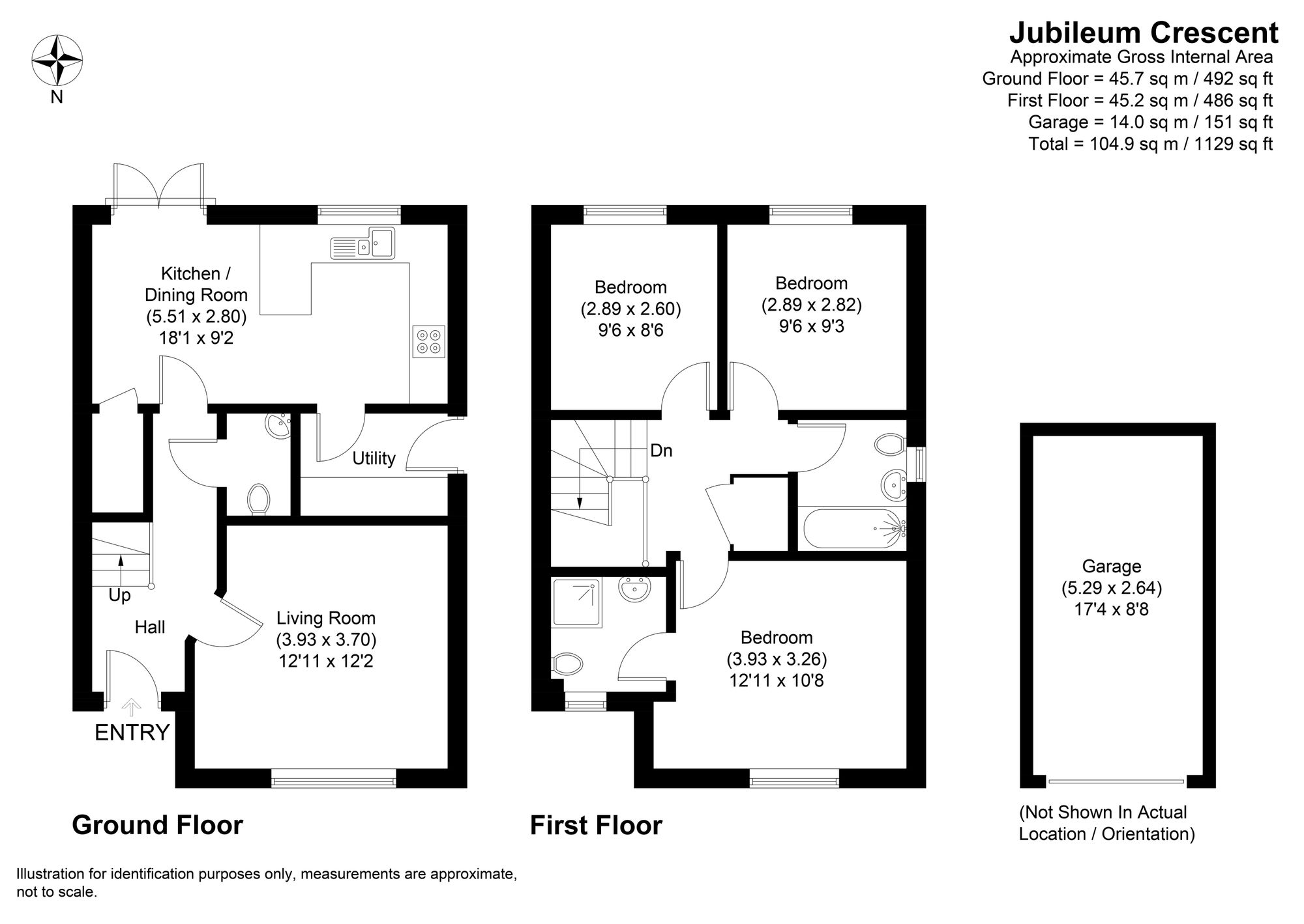 3 bed detached house for sale in Jubileum Crescent, Pershore - Property floorplan