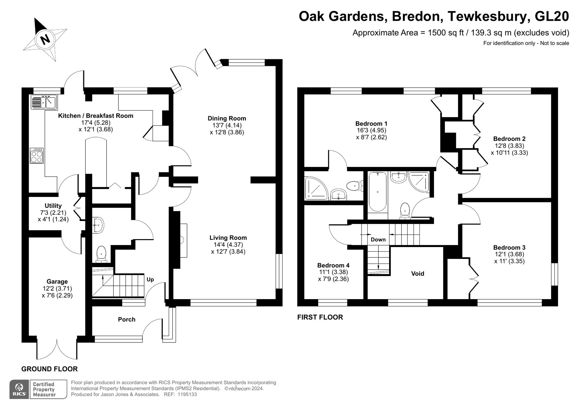 4 bed detached house for sale in Oak Gardens, Tewkesbury - Property floorplan