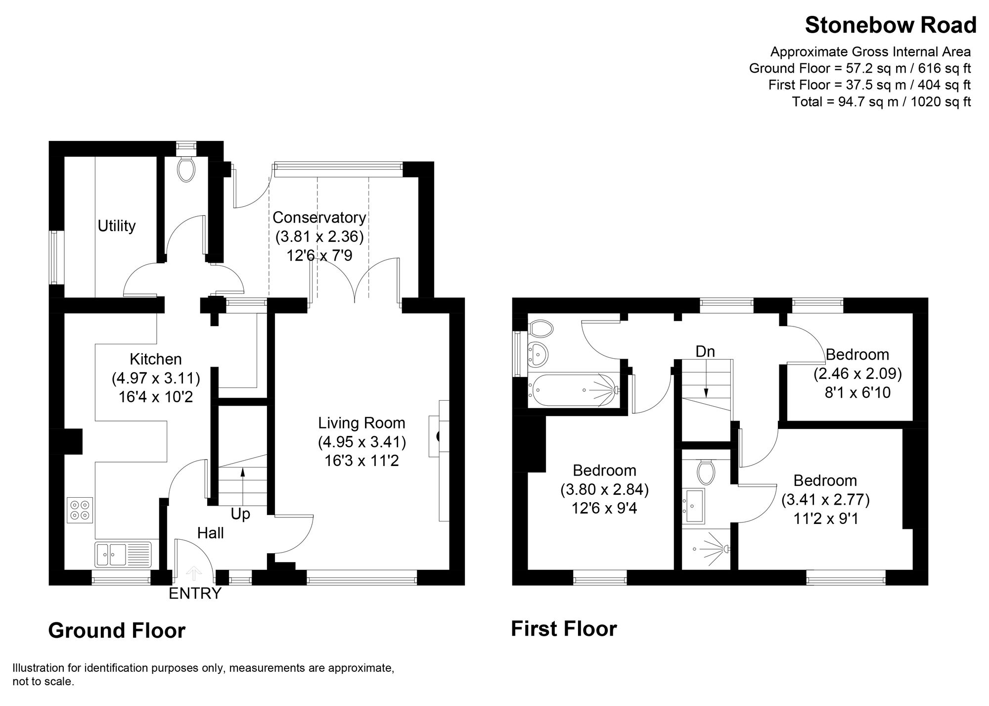 3 bed semi-detached house for sale in Stonebow Road, Pershore - Property floorplan