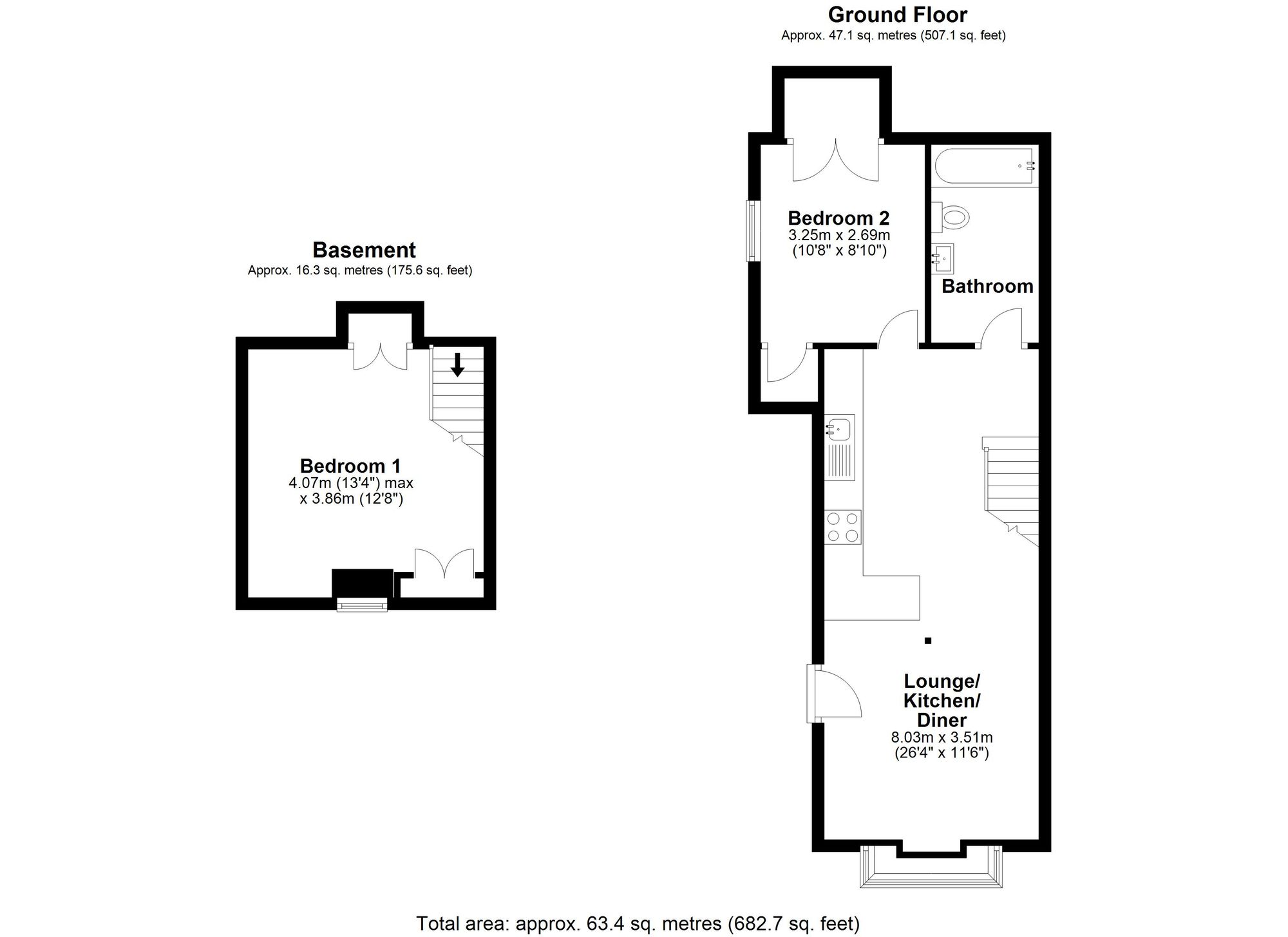 2 bed flat to rent in Bridge Street, Pershore - Property floorplan