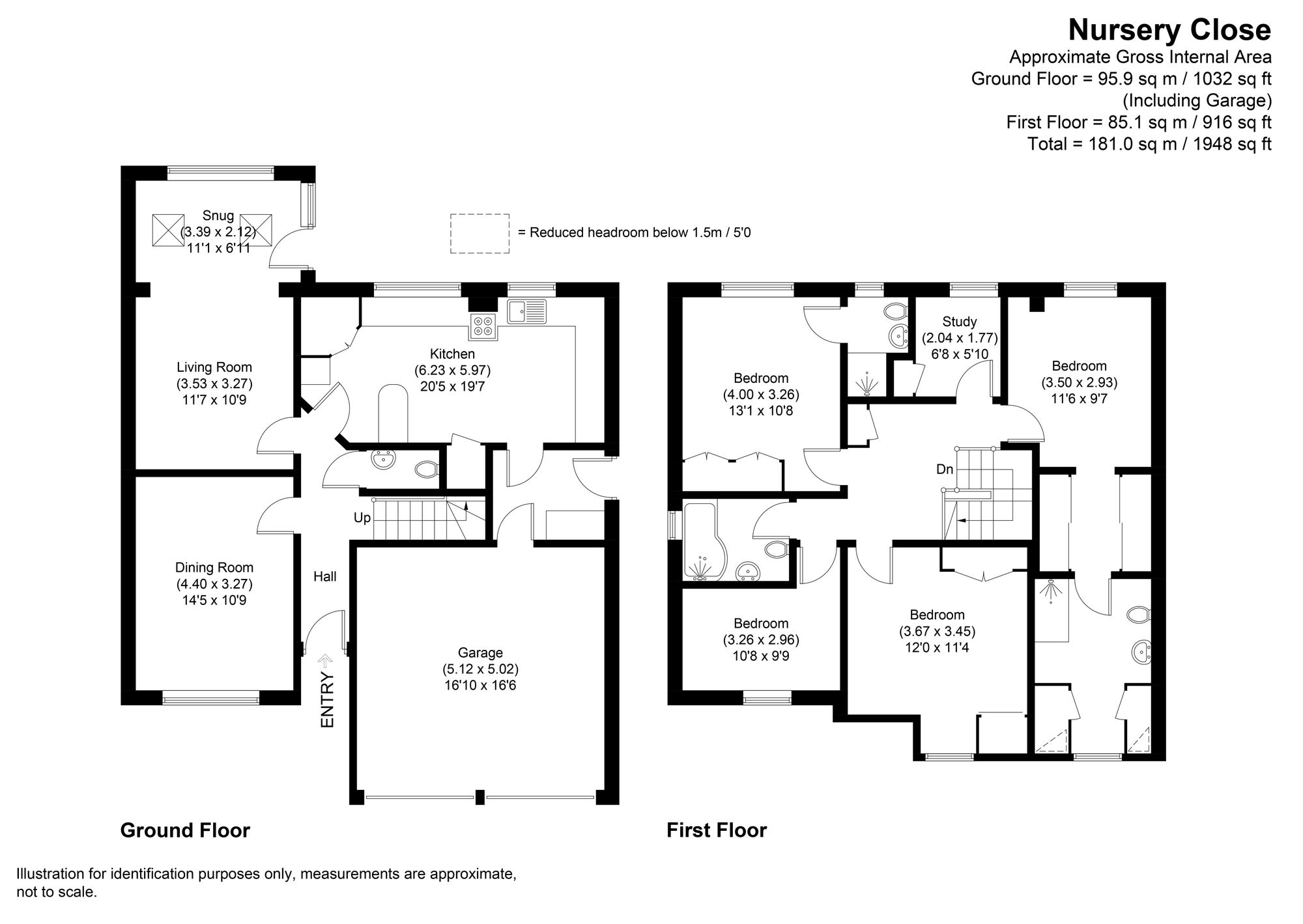 4 bed detached house for sale in Nursery Close, Pershore - Property floorplan