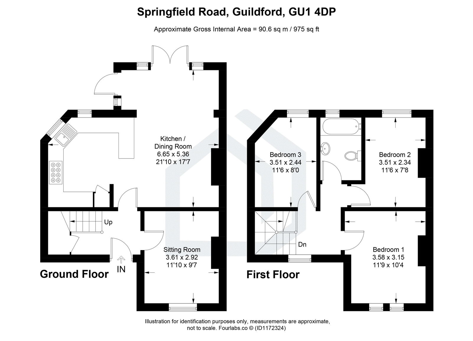 3 bed detached house to rent in Springfield Road, Guildford - Property floorplan