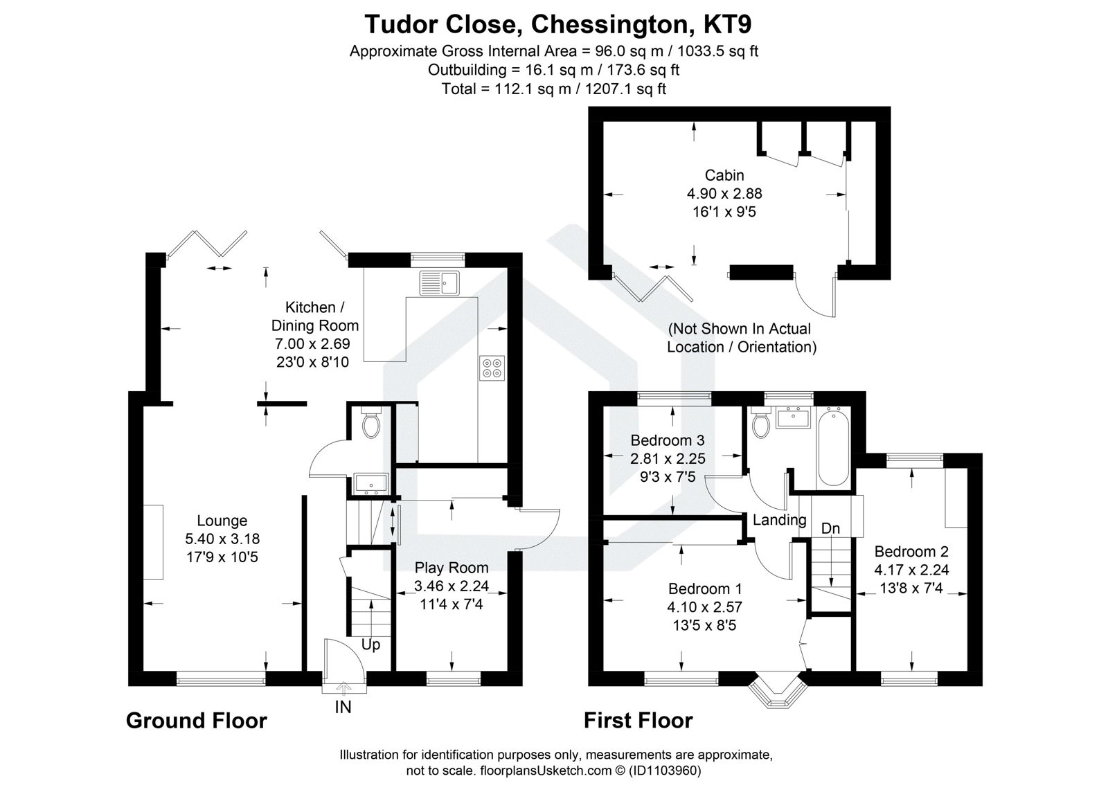 3 bed semi-detached house for sale in Tudor Close, Chessington - Property floorplan