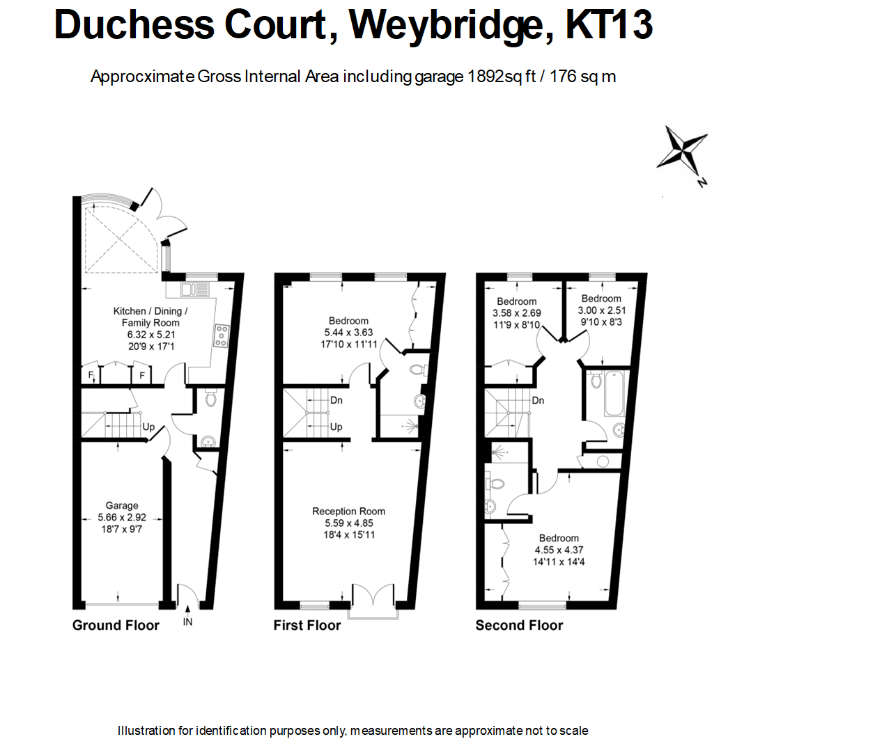 4 bed town house for sale in Duchess Court, Weybridge - Property floorplan