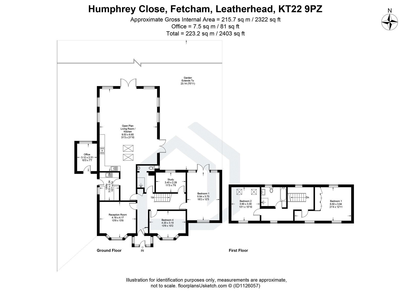 4 bed detached house for sale in Humphrey Close, Leatherhead - Property floorplan