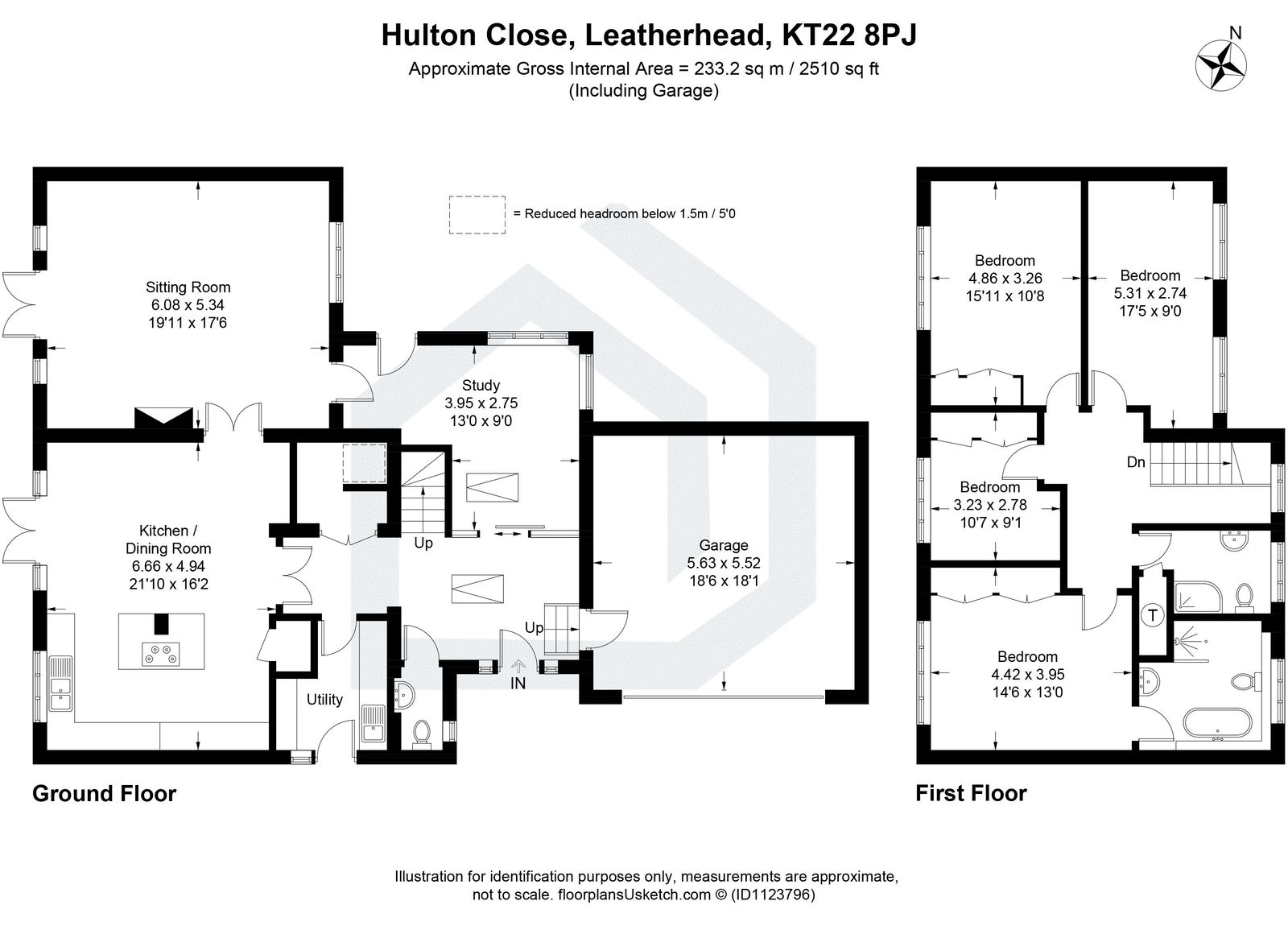 4 bed detached house for sale in Hulton Close, Leatherhead - Property floorplan