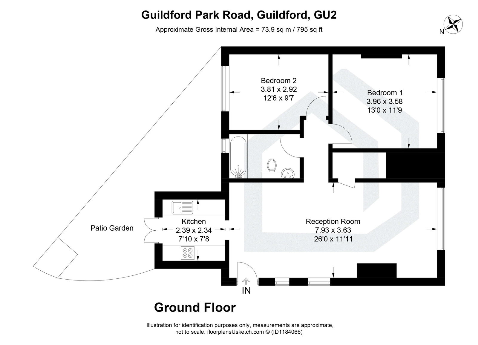2 bed maisonette to rent in Guildford Park Road, Guildford - Property floorplan