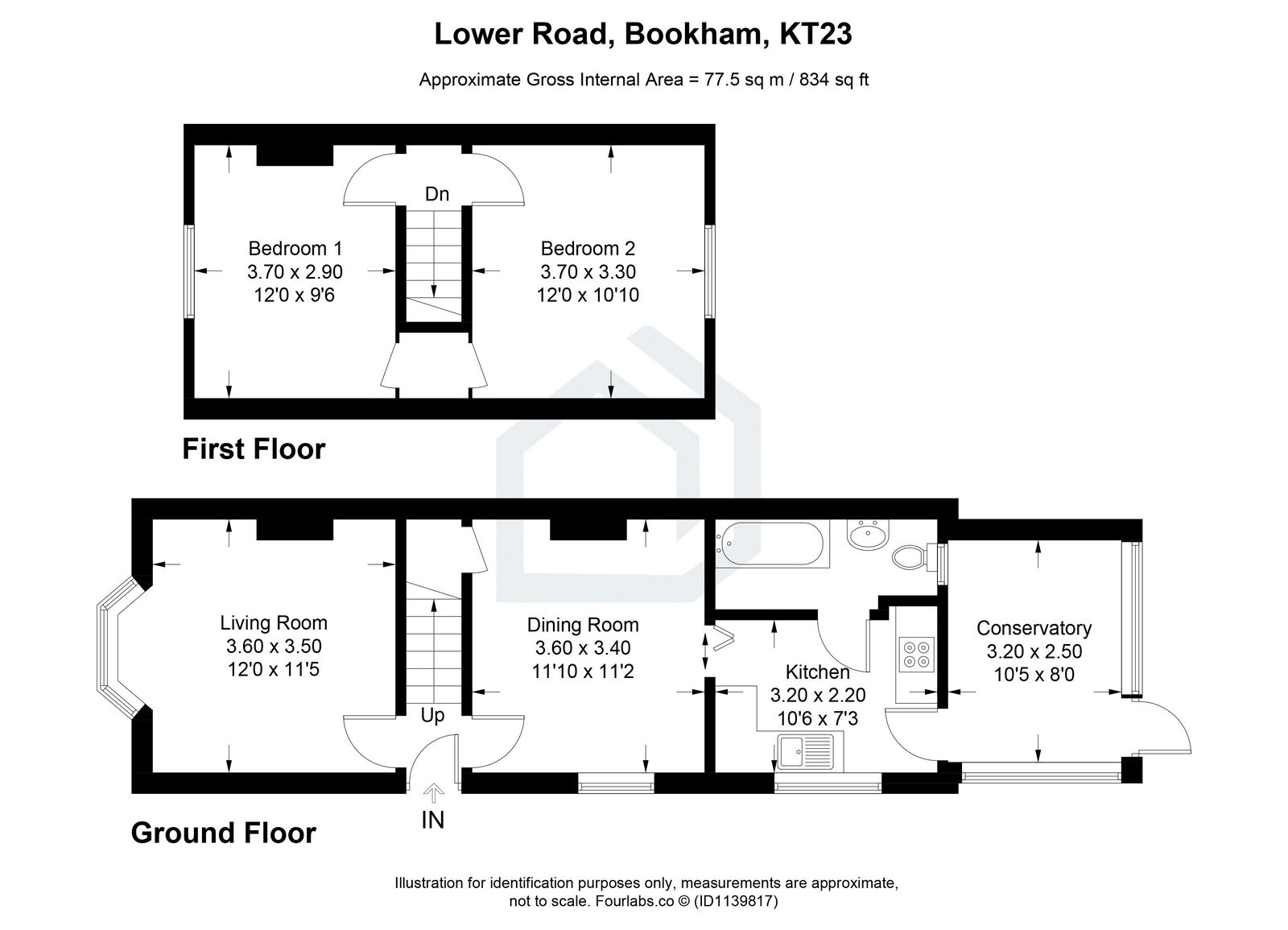 2 bed semi-detached house for sale in Lower Road, Leatherhead - Property floorplan