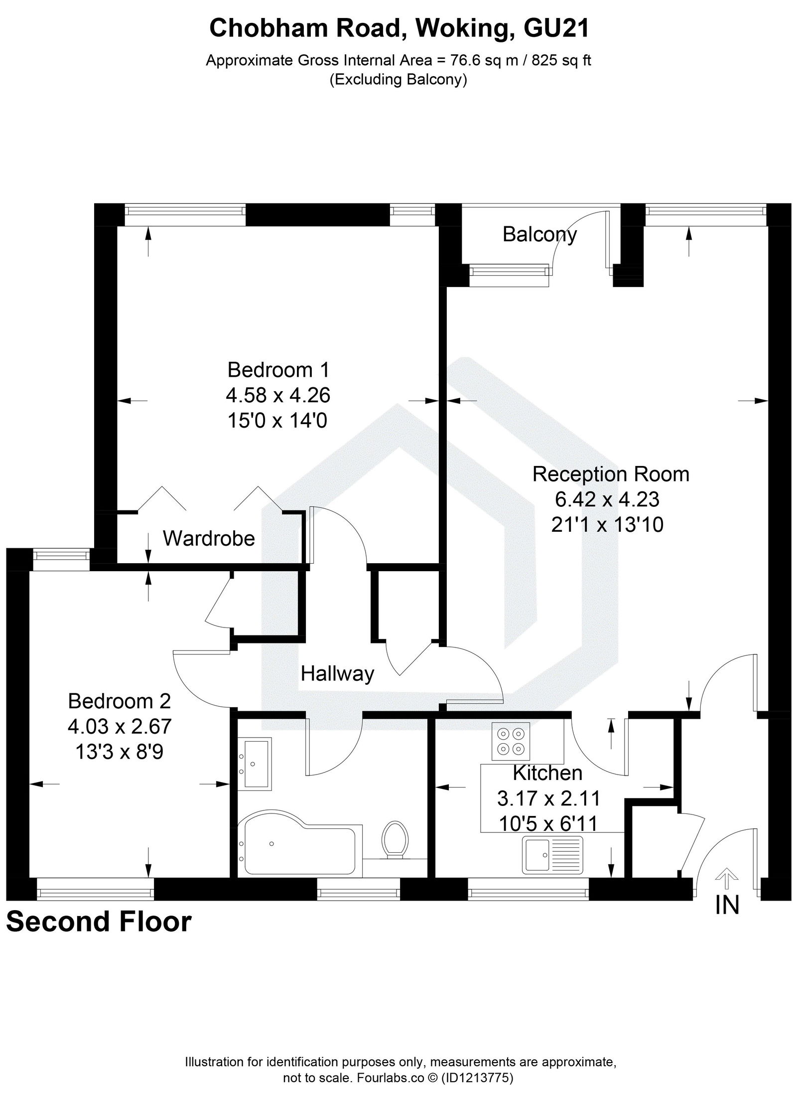 2 bed flat to rent in Chobham Road, Woking - Property floorplan