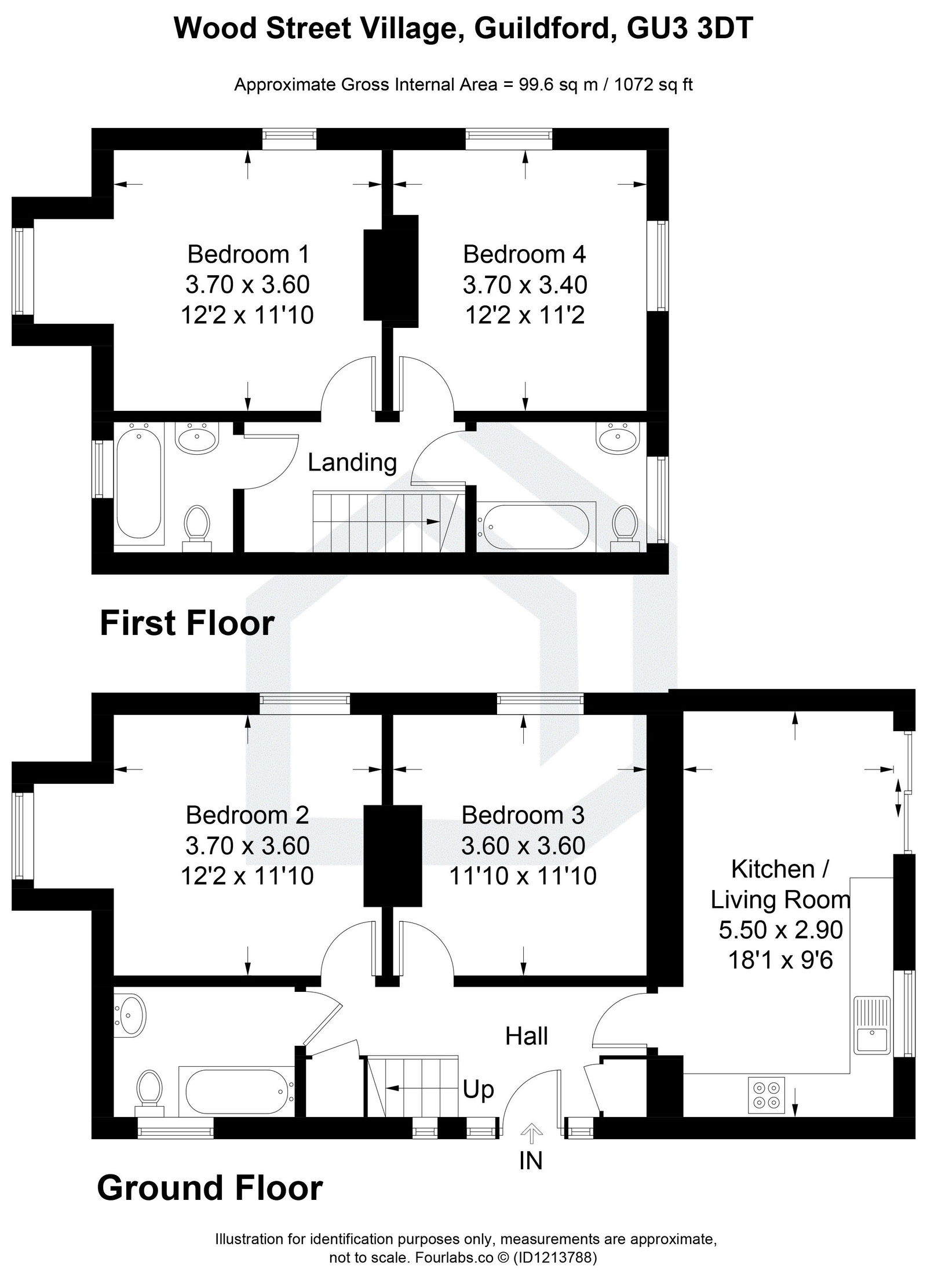 4 bed detached house to rent in Pound Lane, Guildford - Property floorplan