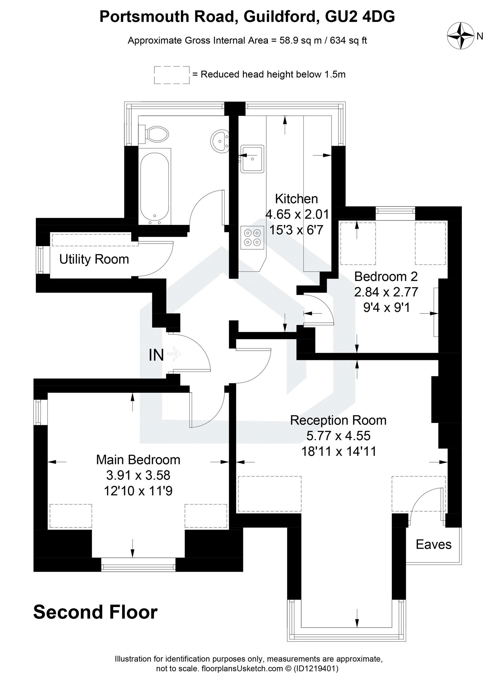 2 bed flat to rent in Portsmouth Road, Guildford - Property floorplan