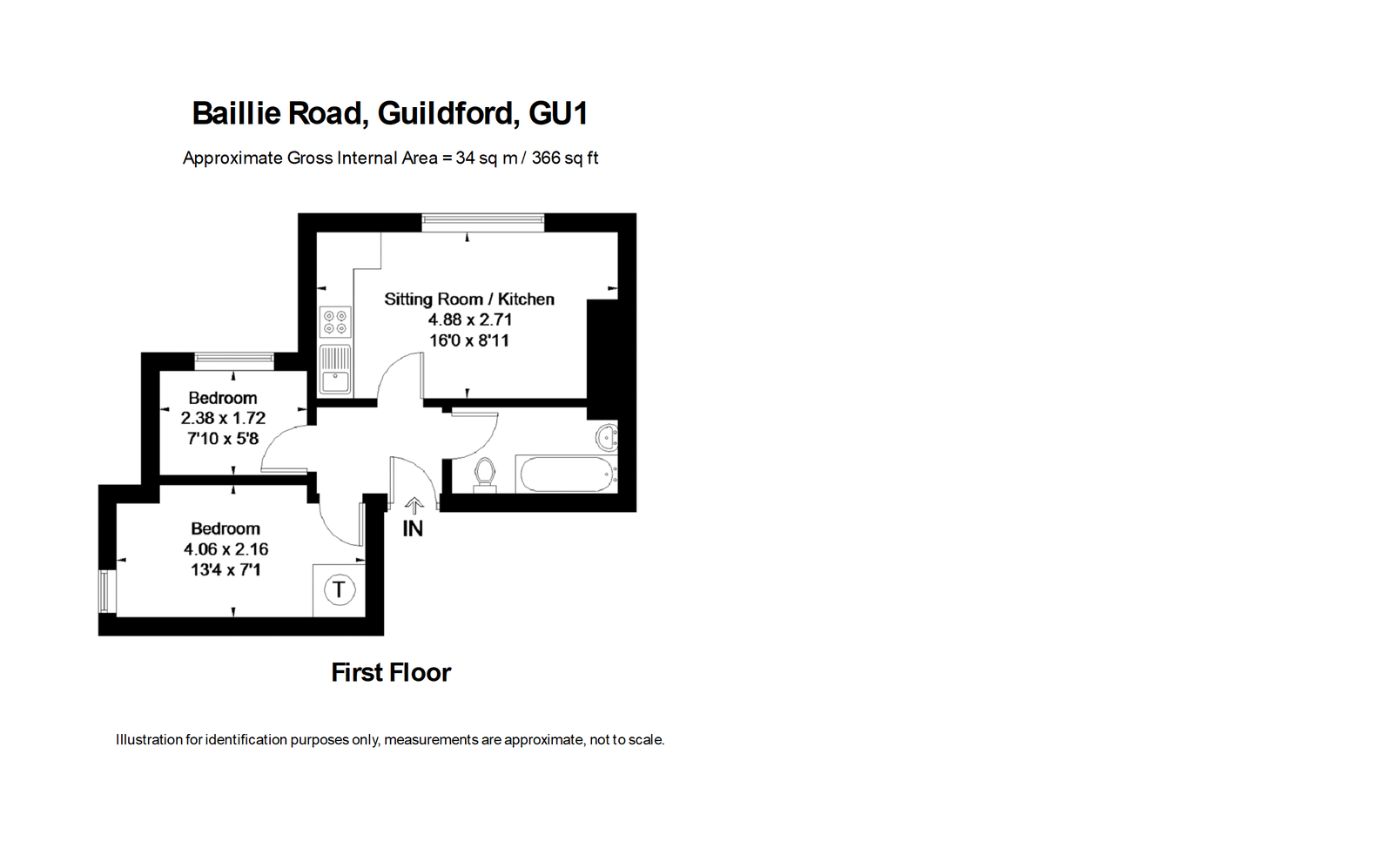 2 bed flat for sale in Baillie Road, Guildford - Property floorplan