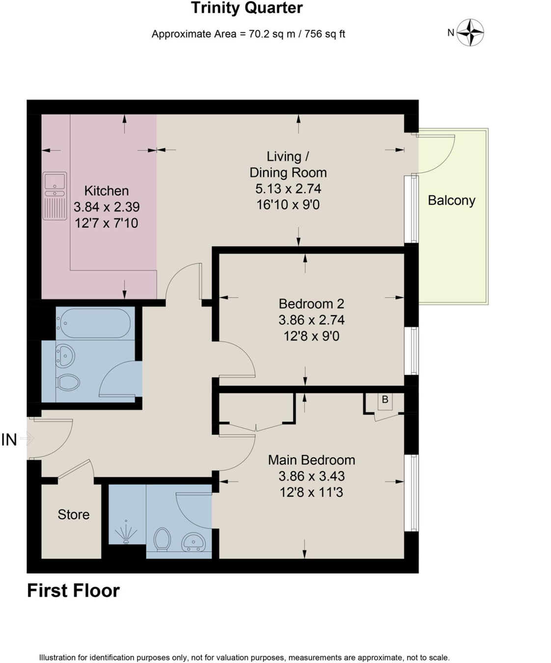 2 bed flat to rent in Walnut Tree Close, Guildford - Property floorplan
