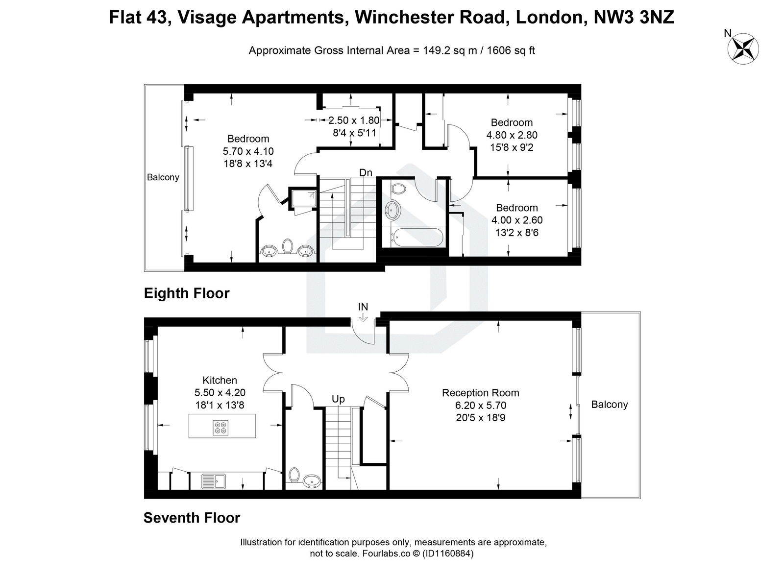 3 bed penthouse for sale in Winchester Road, London - Property floorplan