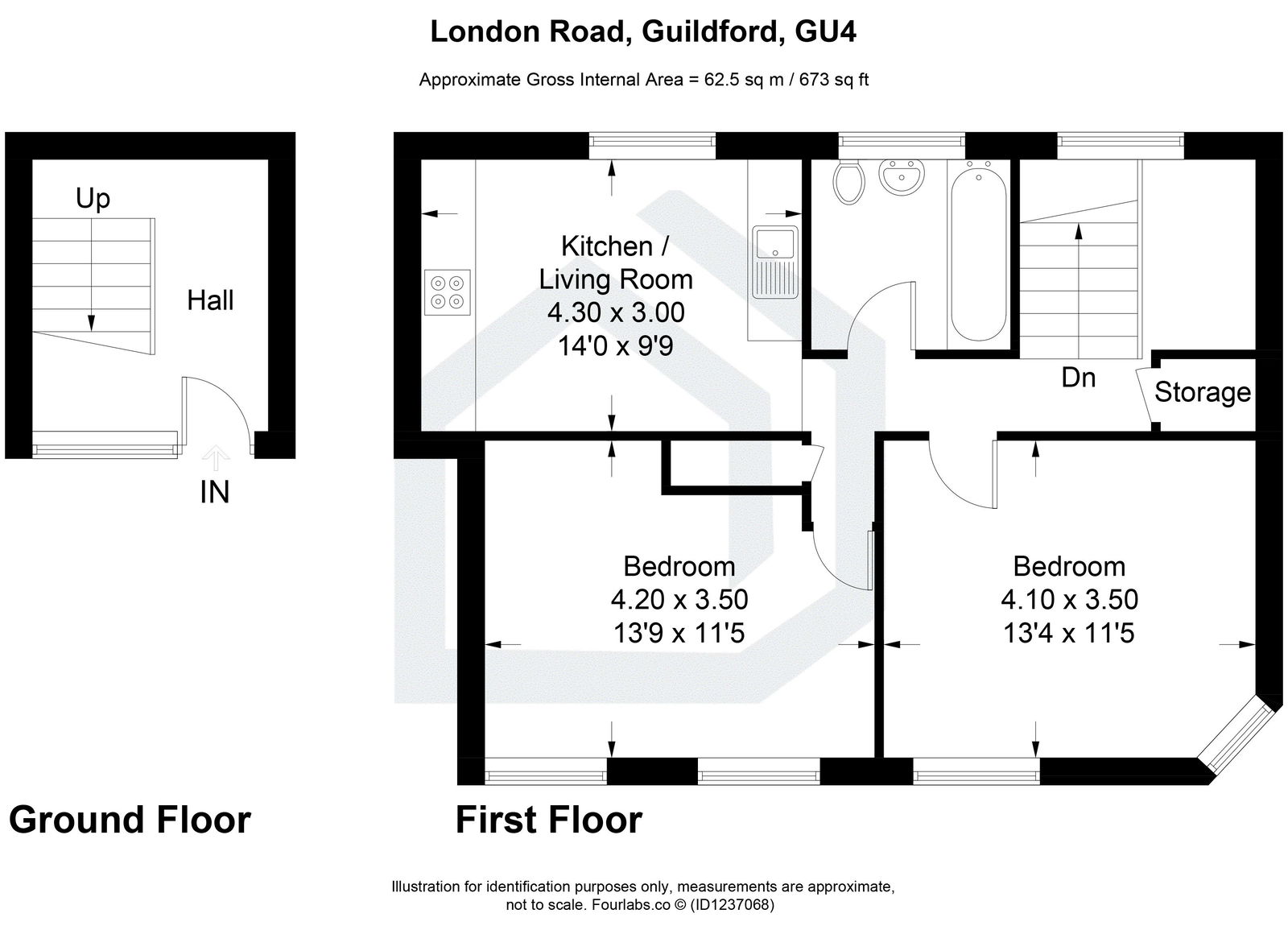 2 bed flat to rent in London Road, Guildford - Property floorplan