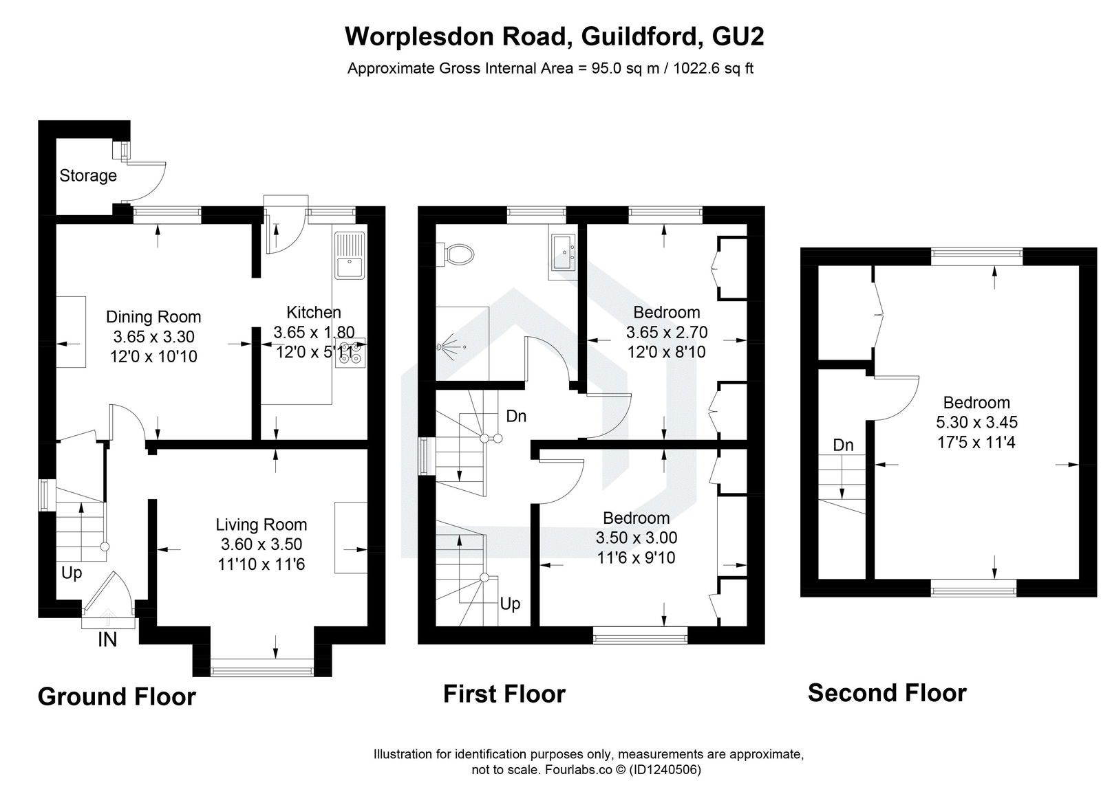 3 bed semi-detached house to rent in Worplesdon Road, Guildford - Property floorplan