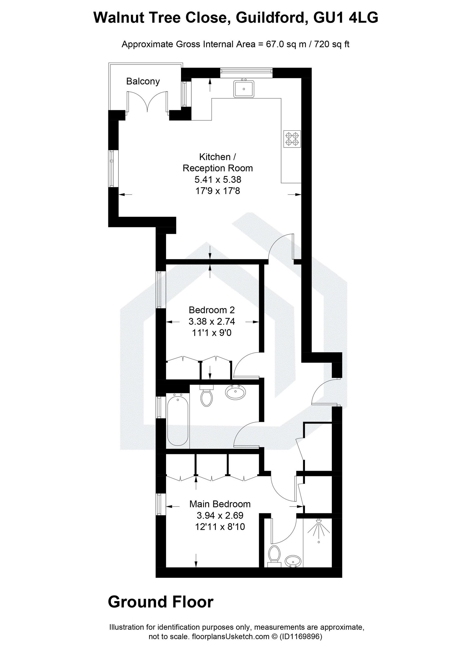 2 bed flat for sale in Walnut Tree Close, Guildford - Property floorplan