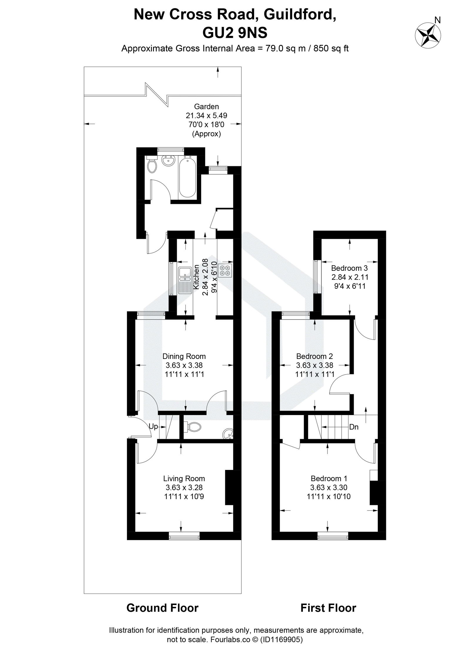 3 bed semi-detached house for sale in New Cross Road, Guildford - Property floorplan