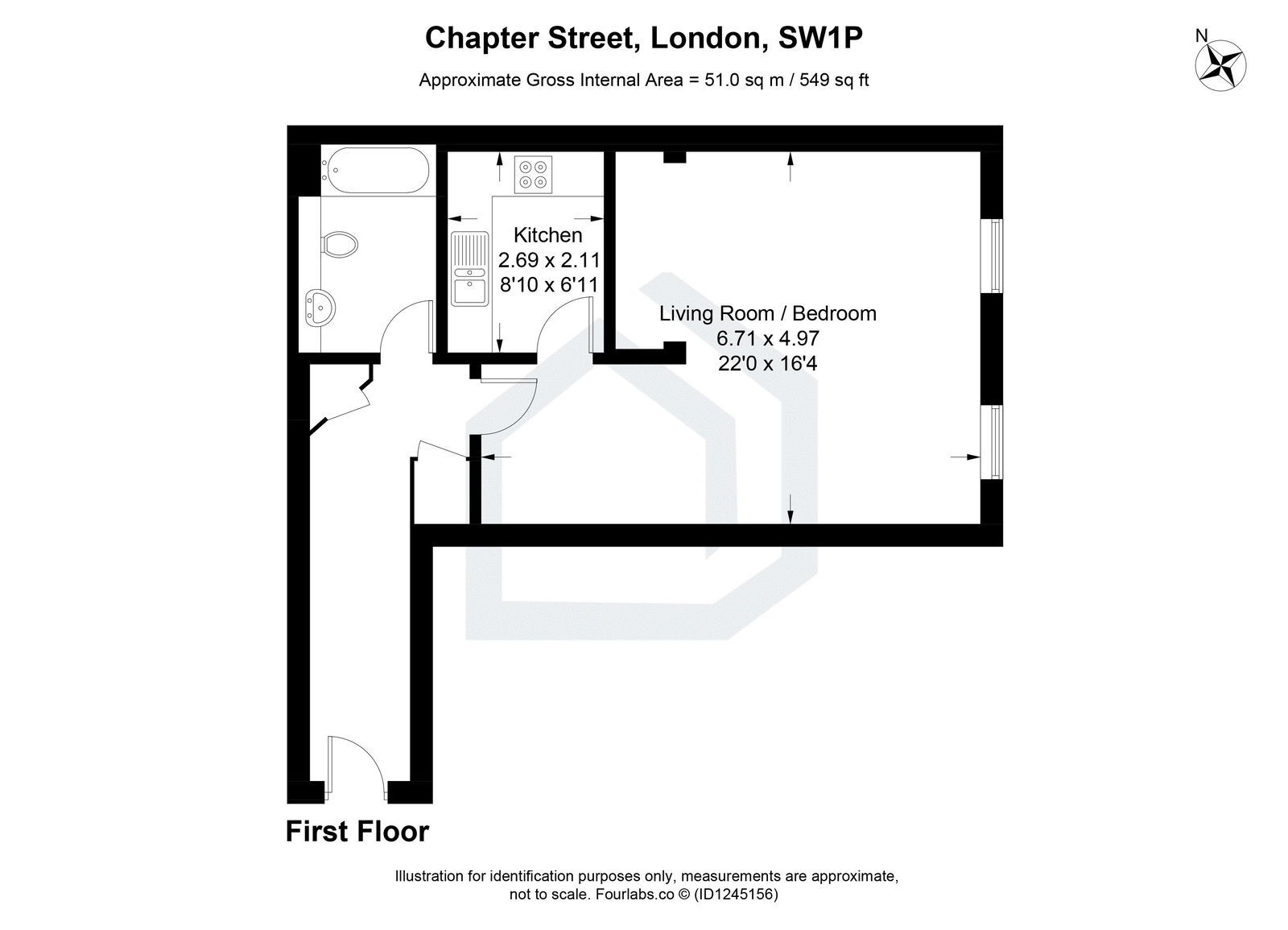 Studio flat to rent in Chapter Street, London - Property floorplan