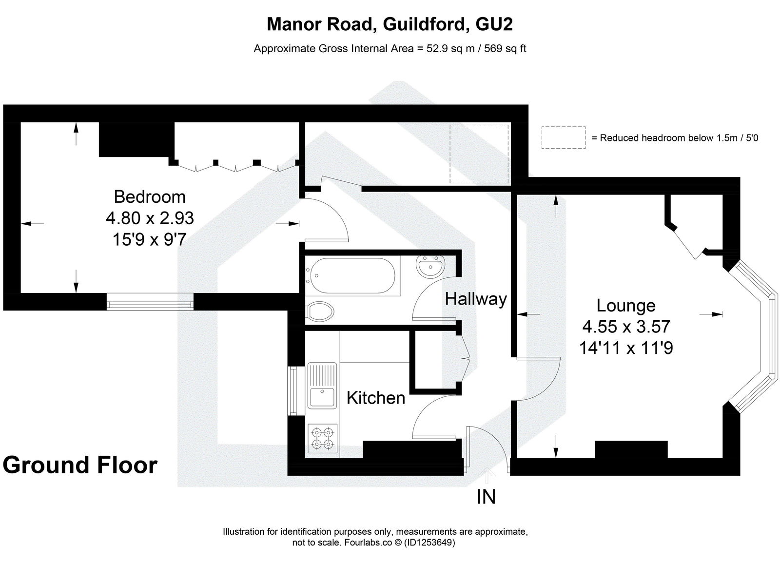 1 bed maisonette to rent in Manor Road, Guildford - Property floorplan