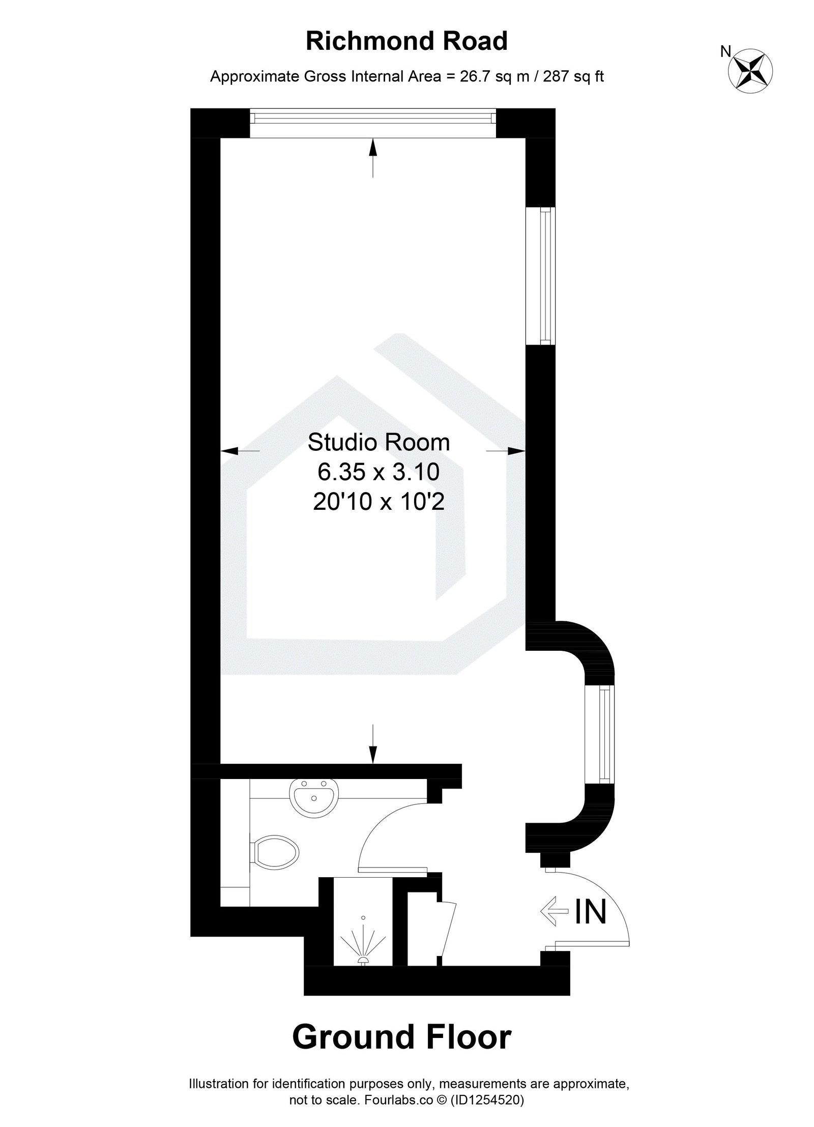 Studio flat to rent in Richmond Road, Staines-upon-thames - Property floorplan