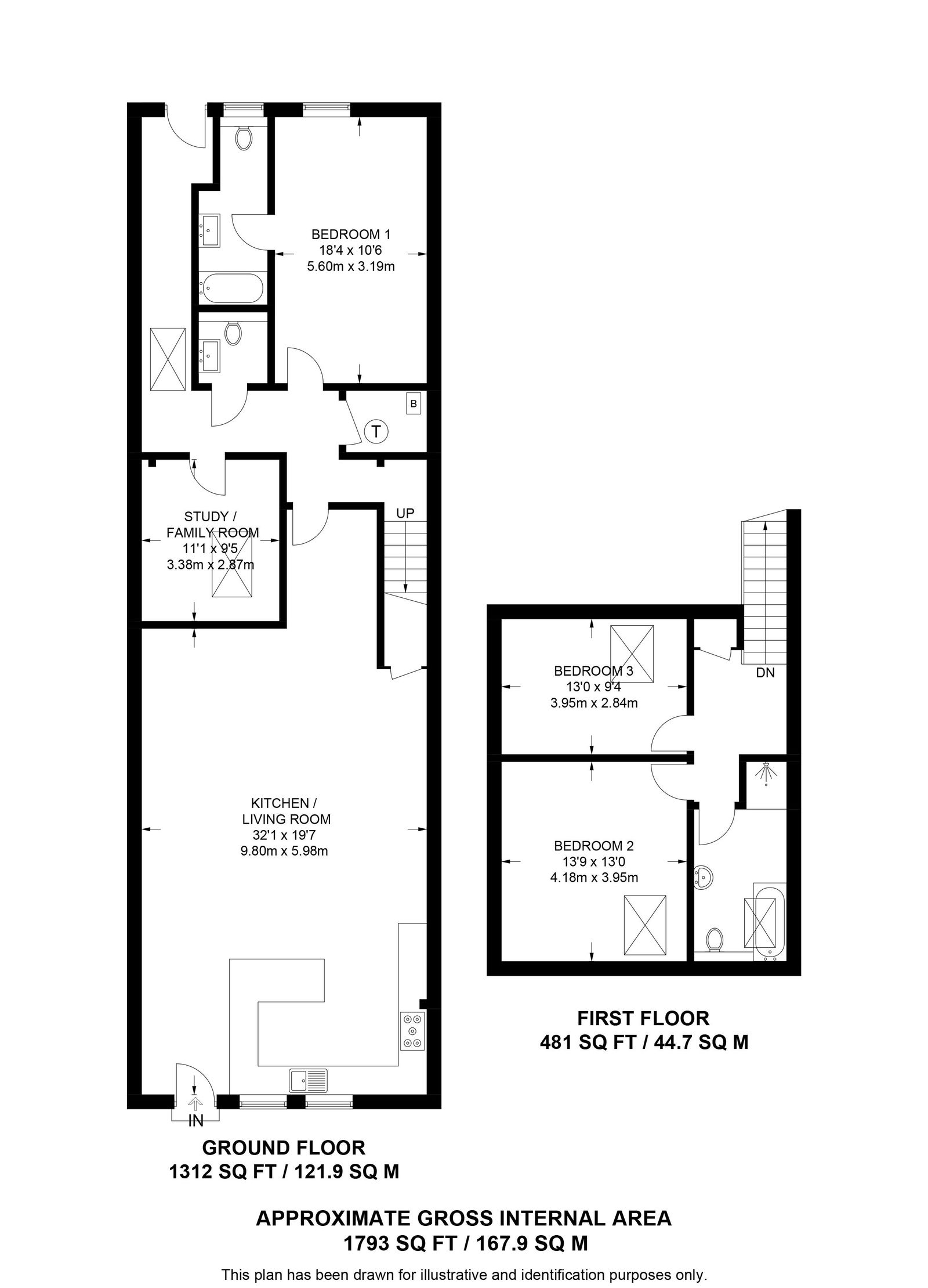 3 bed terraced house for sale, Alfold - Property floorplan