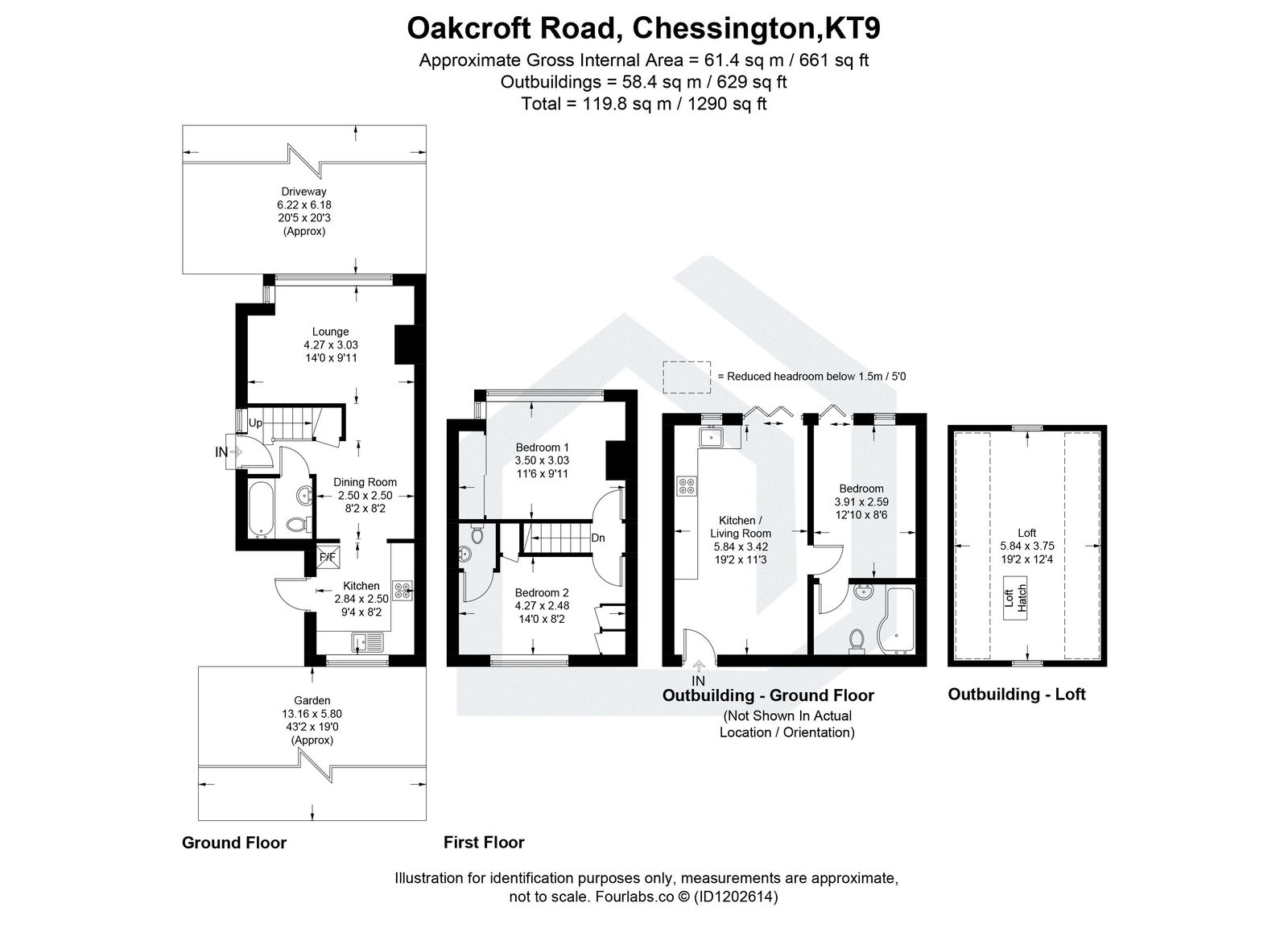 3 bed semi-detached house for sale in Oakcroft Road, Chessington - Property floorplan