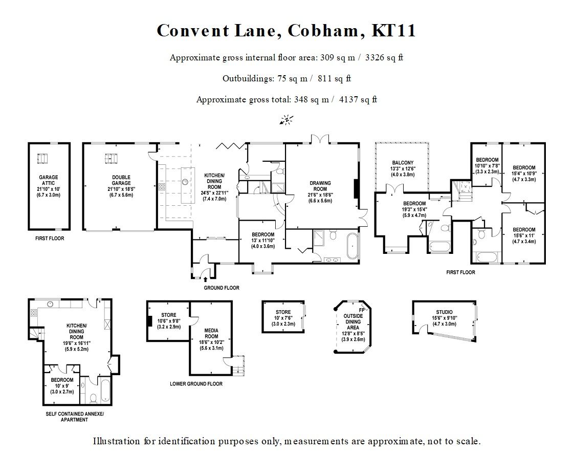 6 bed detached house for sale in Convent Lane, Cobham - Property floorplan