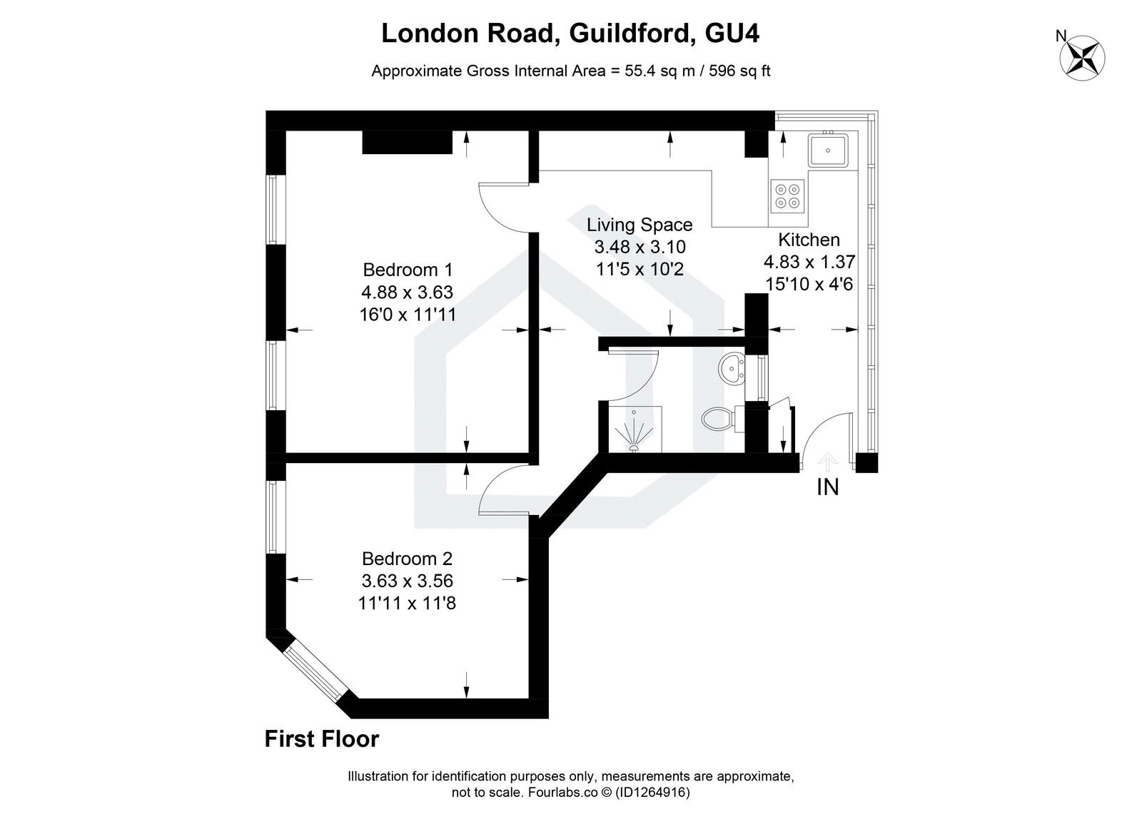 2 bed flat to rent in London Road, Guildford - Property floorplan