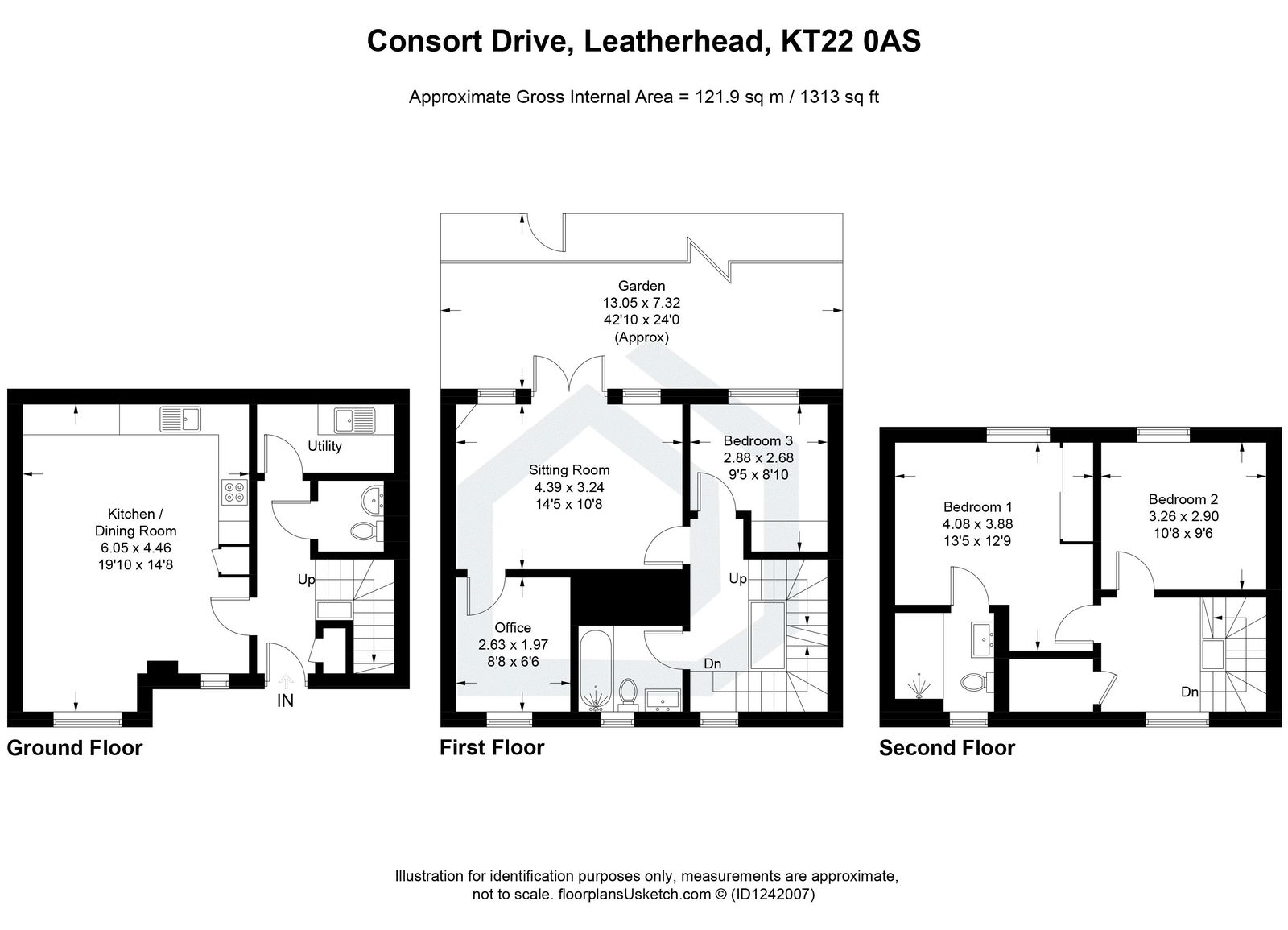 3 bed terraced house to rent, Leatherhead - Property floorplan