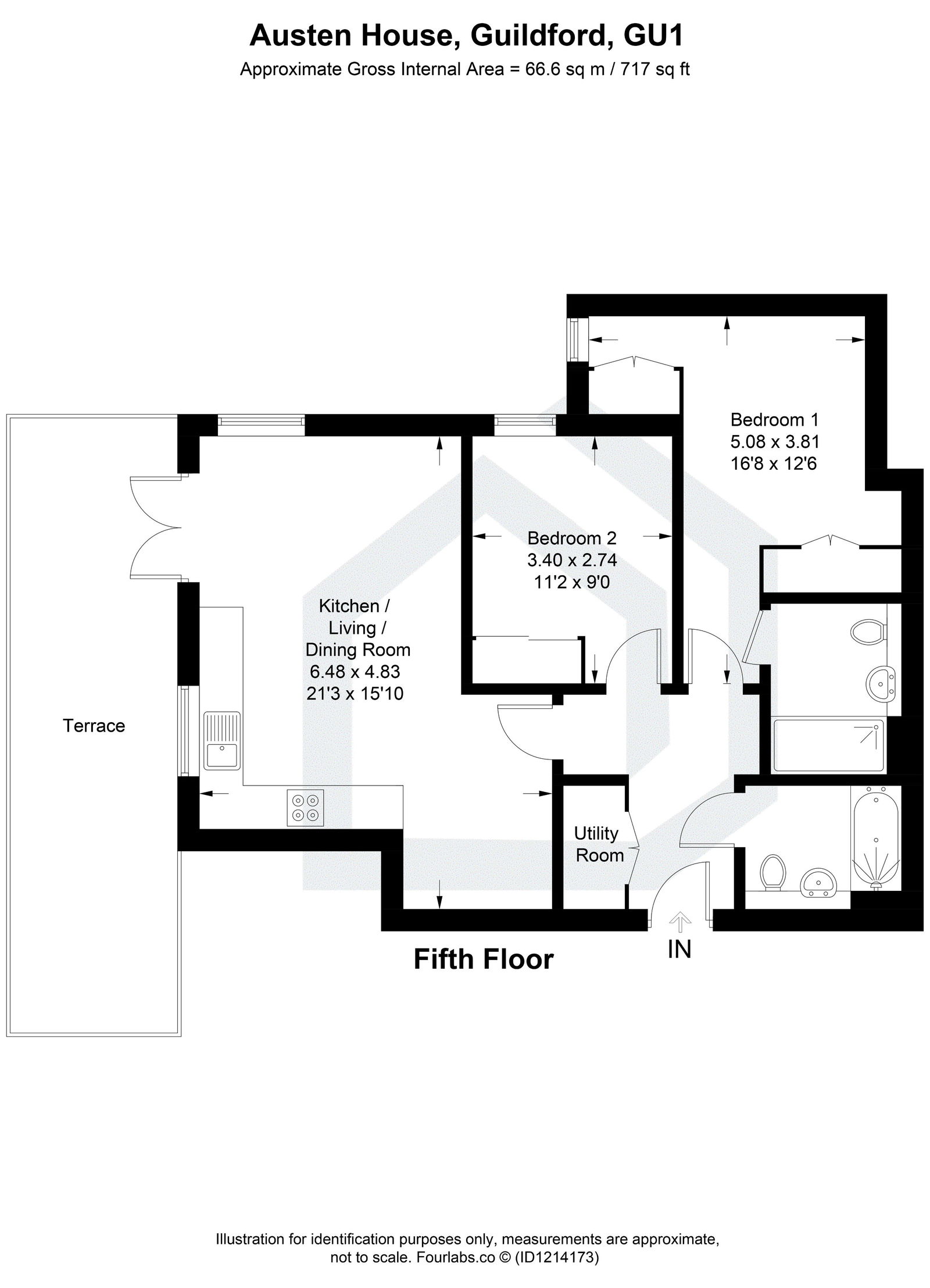 2 bed flat for sale in Station View, Guildford - Property floorplan