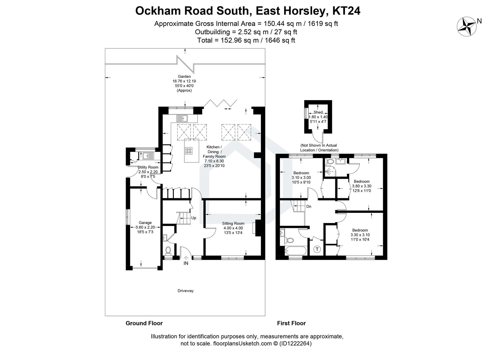 3 bed detached house for sale in Ockham Road South, East Horsley - Property floorplan