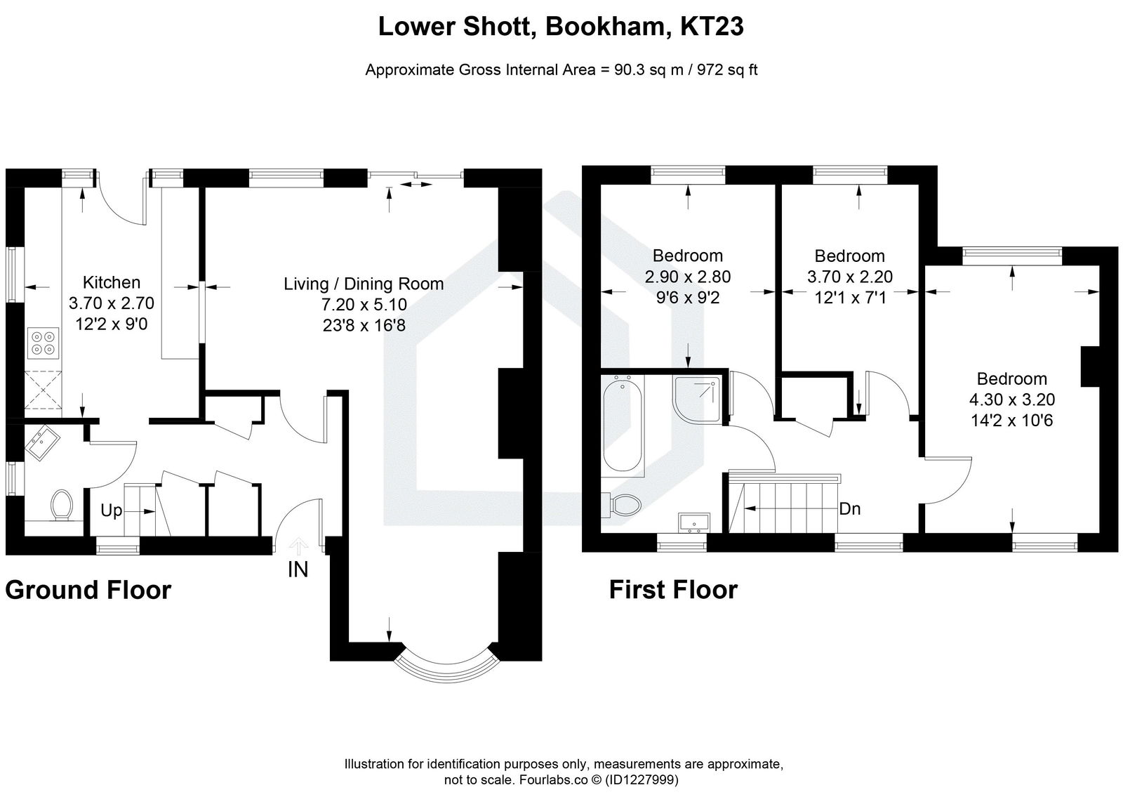 3 bed semi-detached house for sale in Lower Shott, Leatherhead - Property floorplan