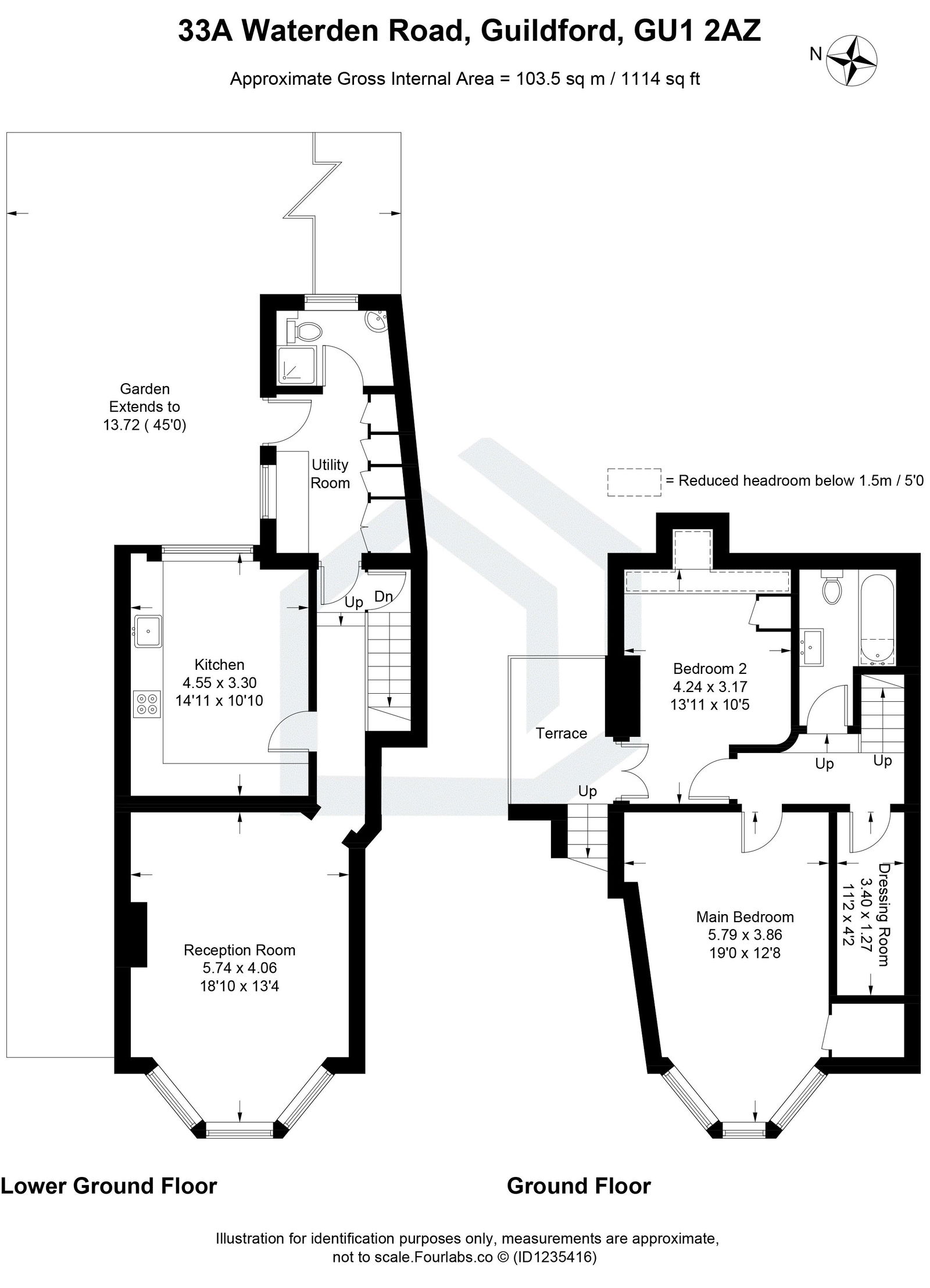 2 bed maisonette for sale in Waterden Road, Guildford - Property floorplan